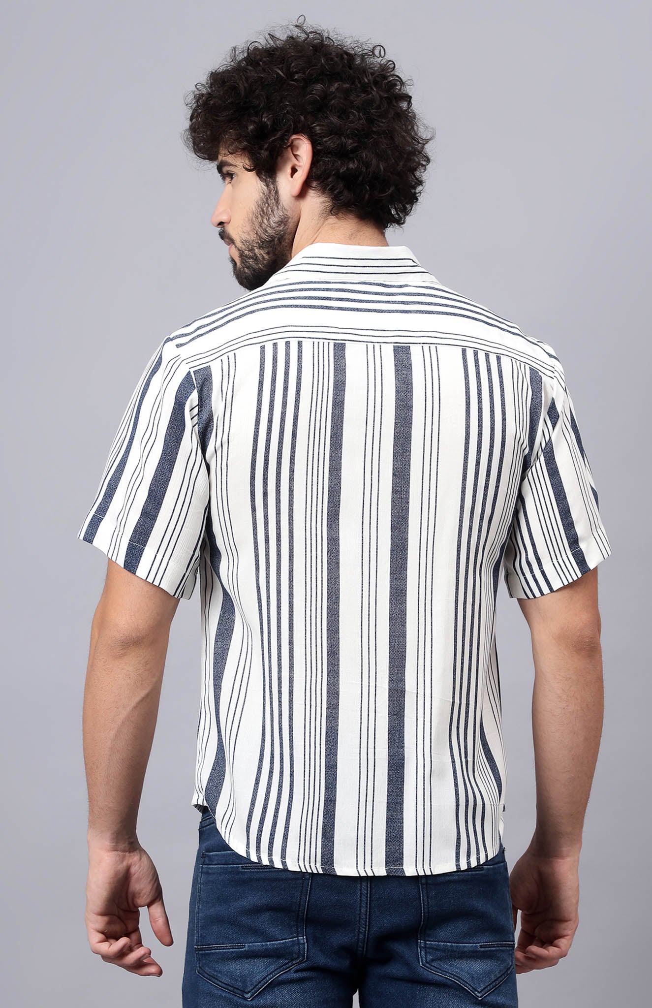 Sky Serenity | White & Blue Summer Shirt|Luxeliv Mens | Shirts pure cotton