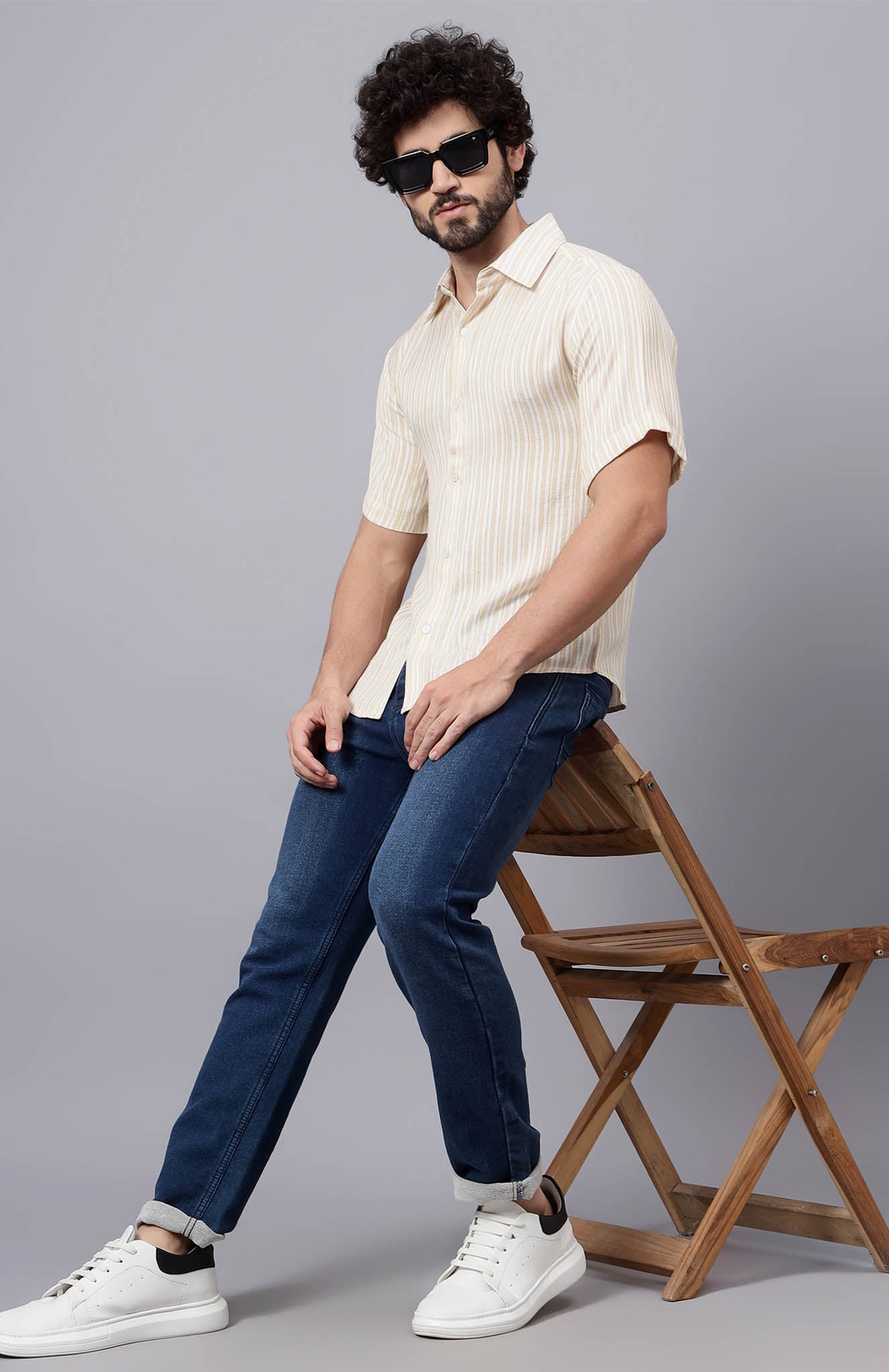 Sunlit | White & Beige Summer Shirt