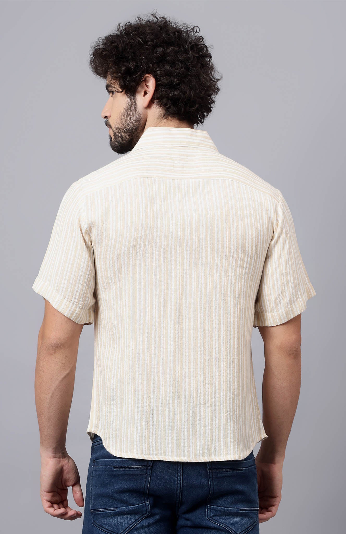 Sunlit | White & Beige Summer Shirt