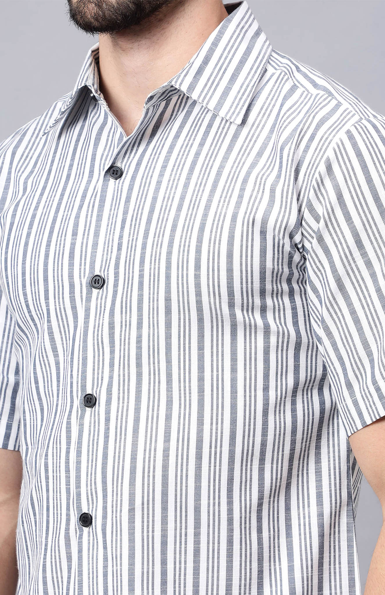 Blue Horizon | White & Blue Summer Shirt | Pure Cotton | Mens