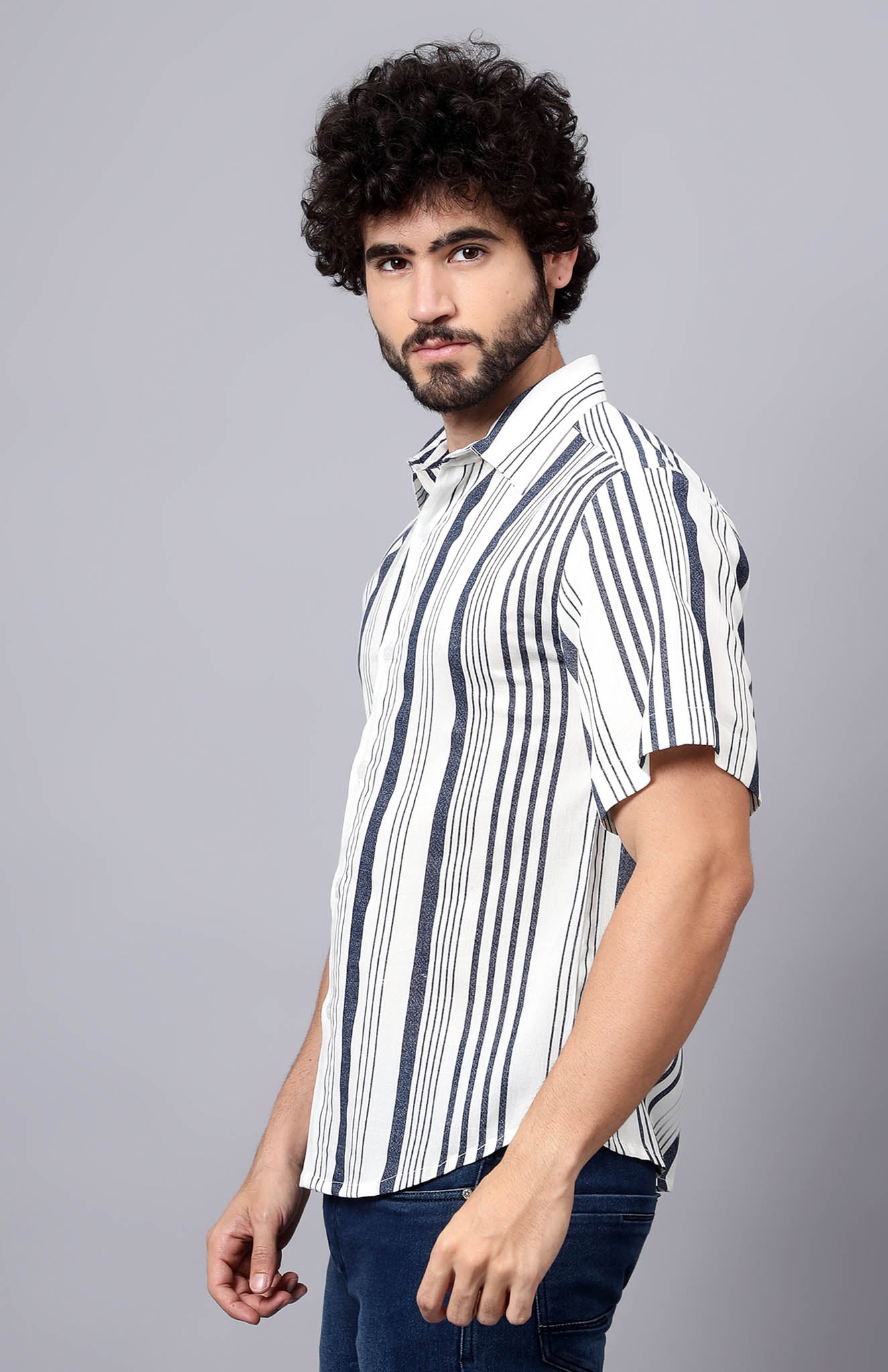 Sky Serenity | White & Blue Summer Shirt|Luxeliv Mens | Shirts pure cotton