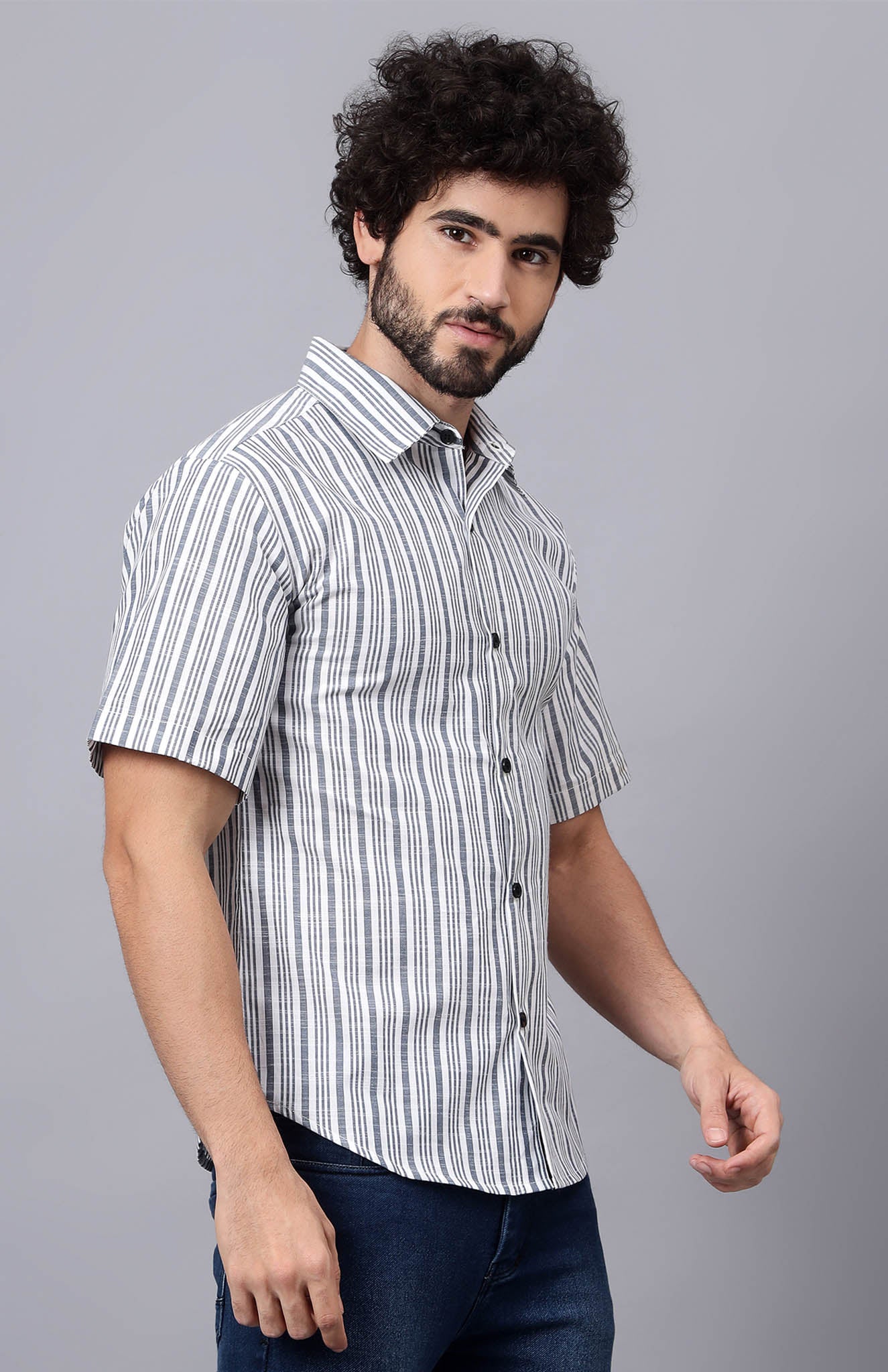 Blue Horizon | White & Blue Summer Shirt | Pure Cotton | Mens