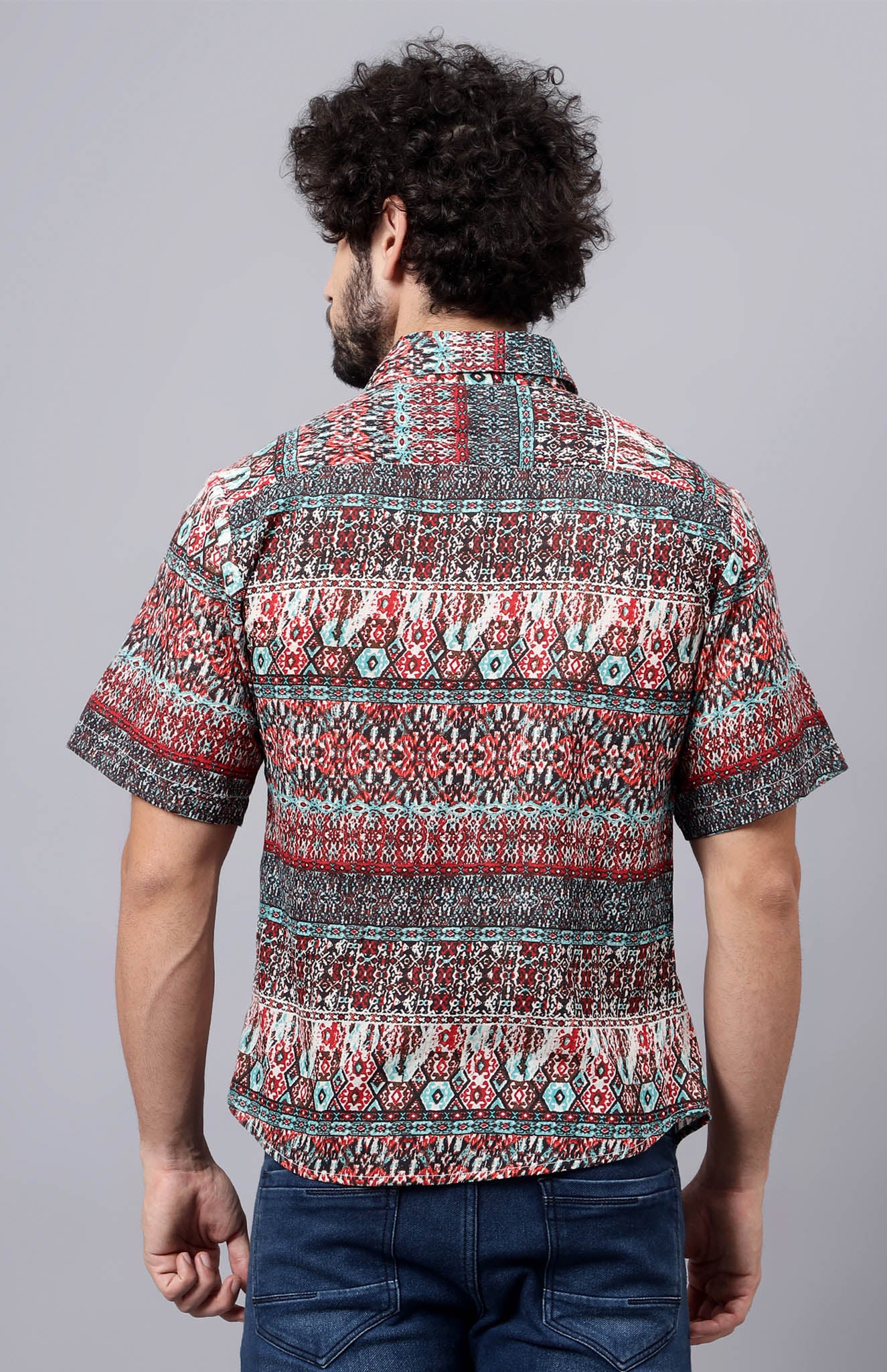 Trippy | Red & Blue Abstract Print Shirt | Pure cotton for men
