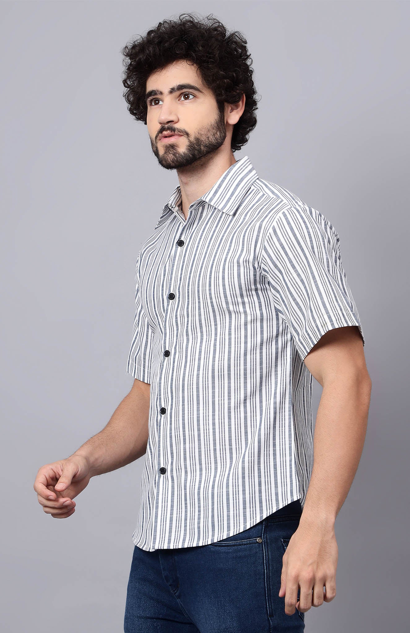 Blue Horizon | White & Blue Summer Shirt | Pure Cotton | Mens