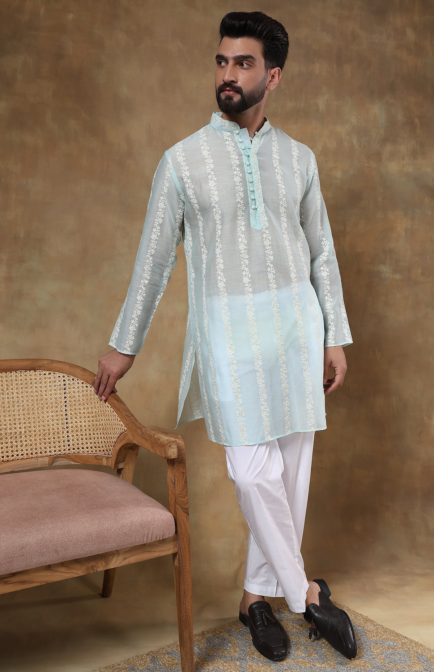 Aasmani Gulzar | Chanderi Cotton Silk Kurta