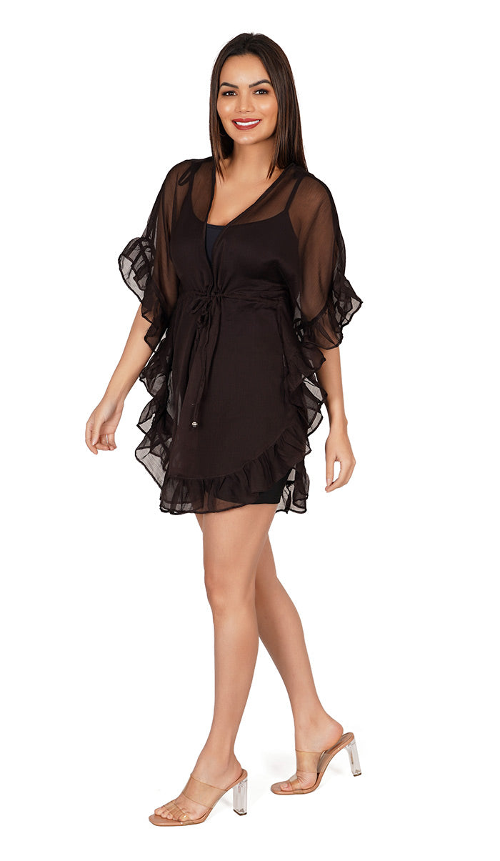 Brown-Kaftan-Style-Swimsuit-Cover-Up-Beach-Dress