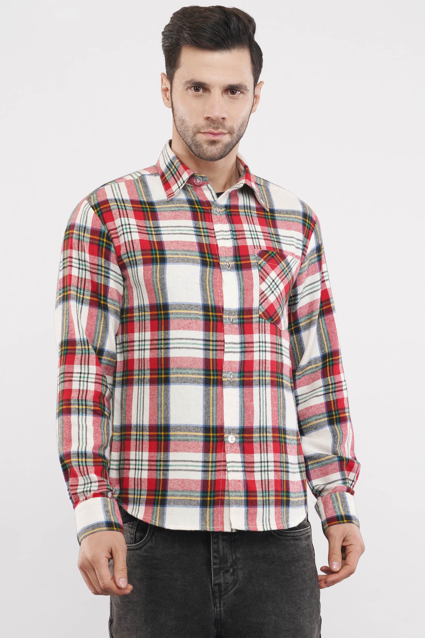 Red & White Oxford Checkered Shirt for Men - Luxeliv