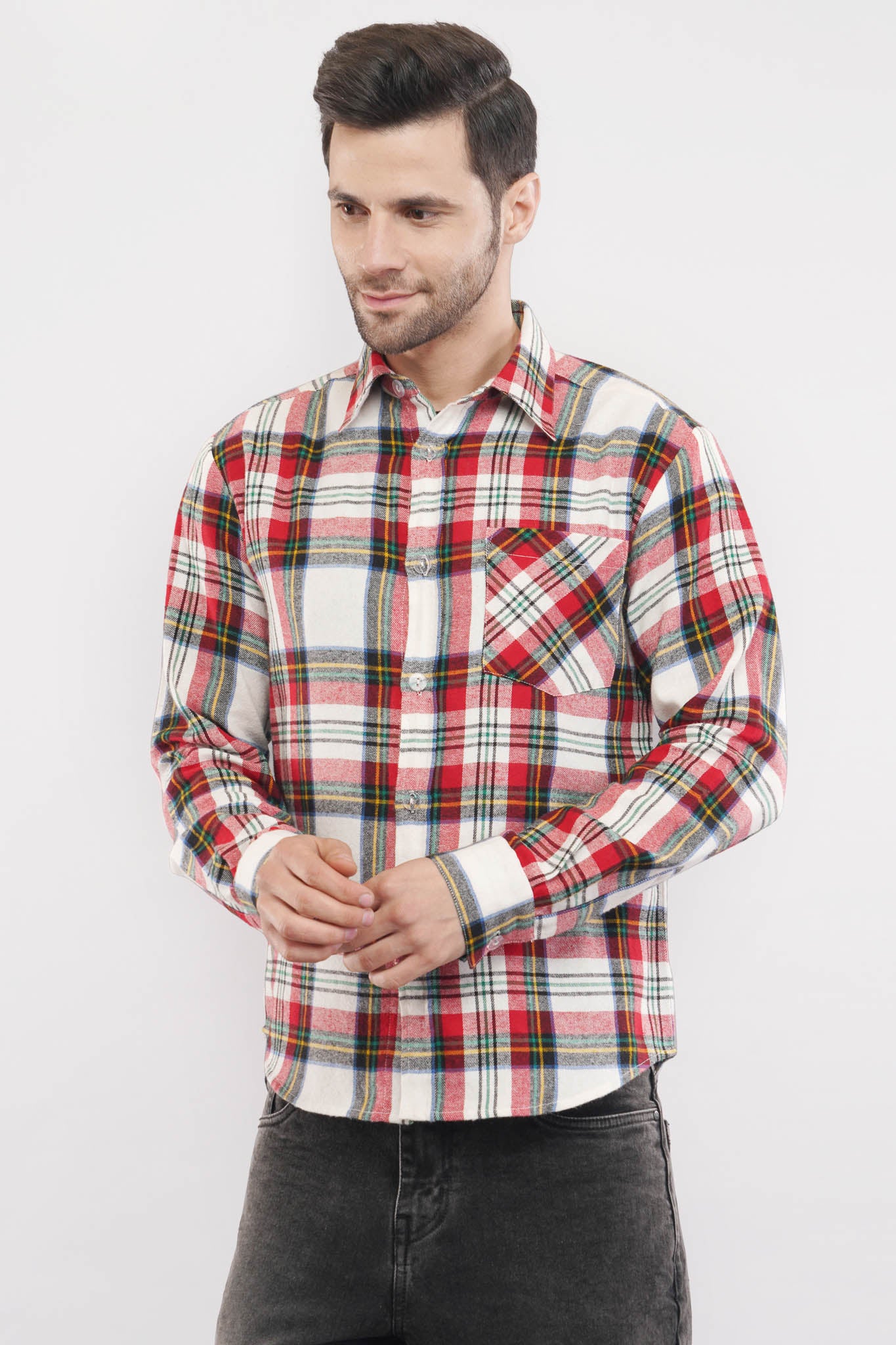 Regal Oxford | Red & White Oxford Checkered Shirt- Luxeliv Men