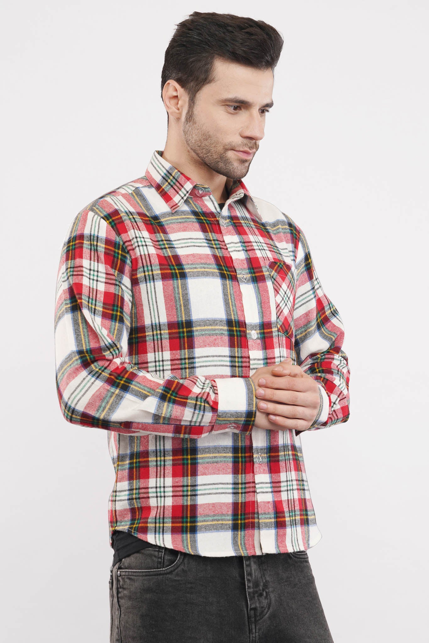 Regal Oxford | Red & White Oxford Checkered Shirt- Luxeliv Men
