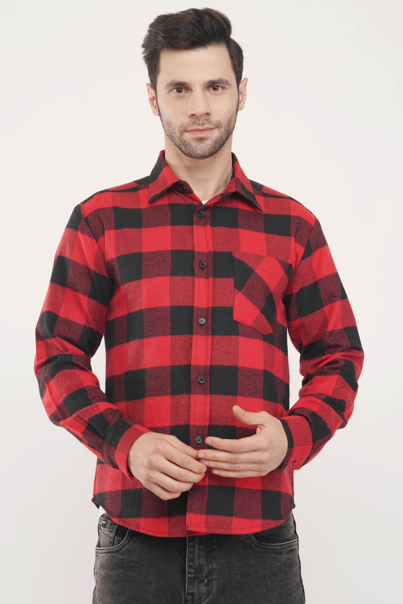 Red & Black Oxford Checkered Shirt - Luxeliv Men