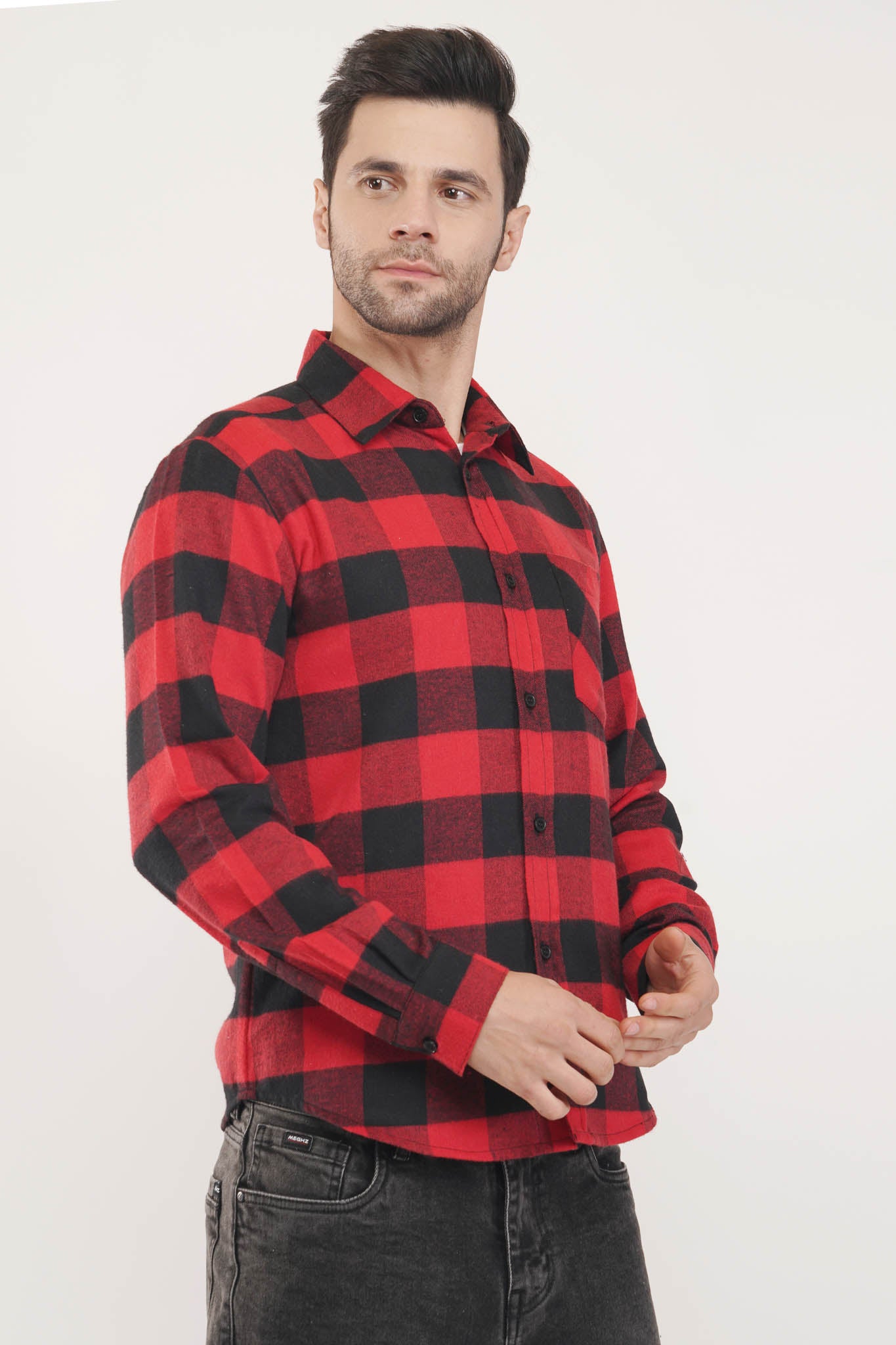 Dapper Line | Red & Black Oxford Checkered Shirt - Luxeliv Men