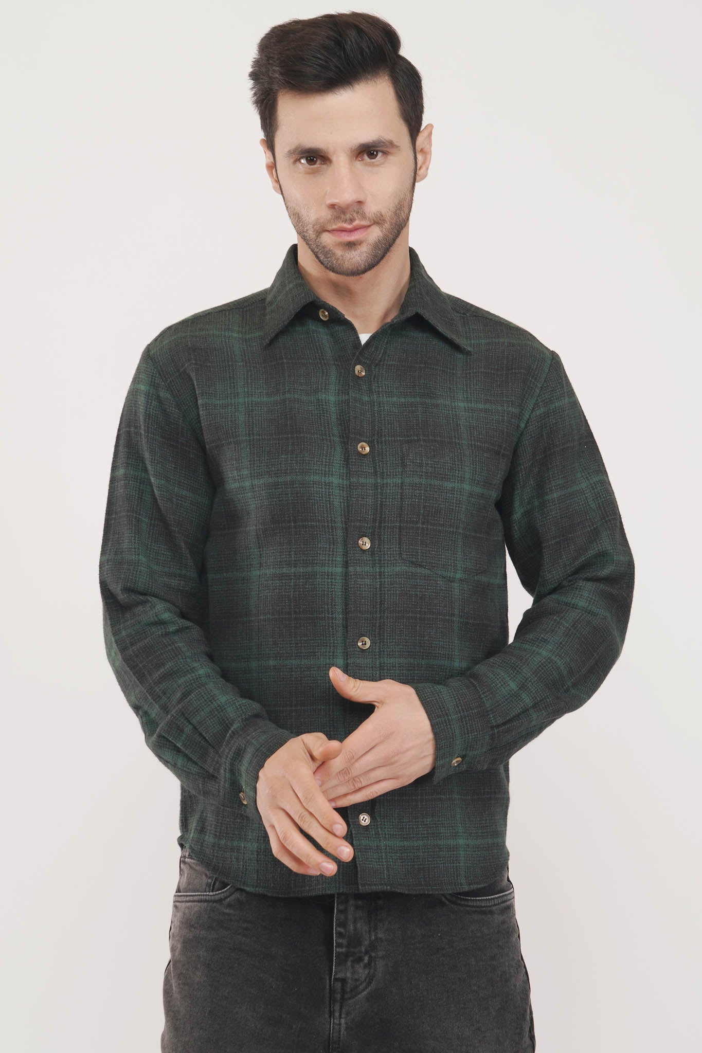 Green & Black Checkered Shirt for Men | Luxeliv