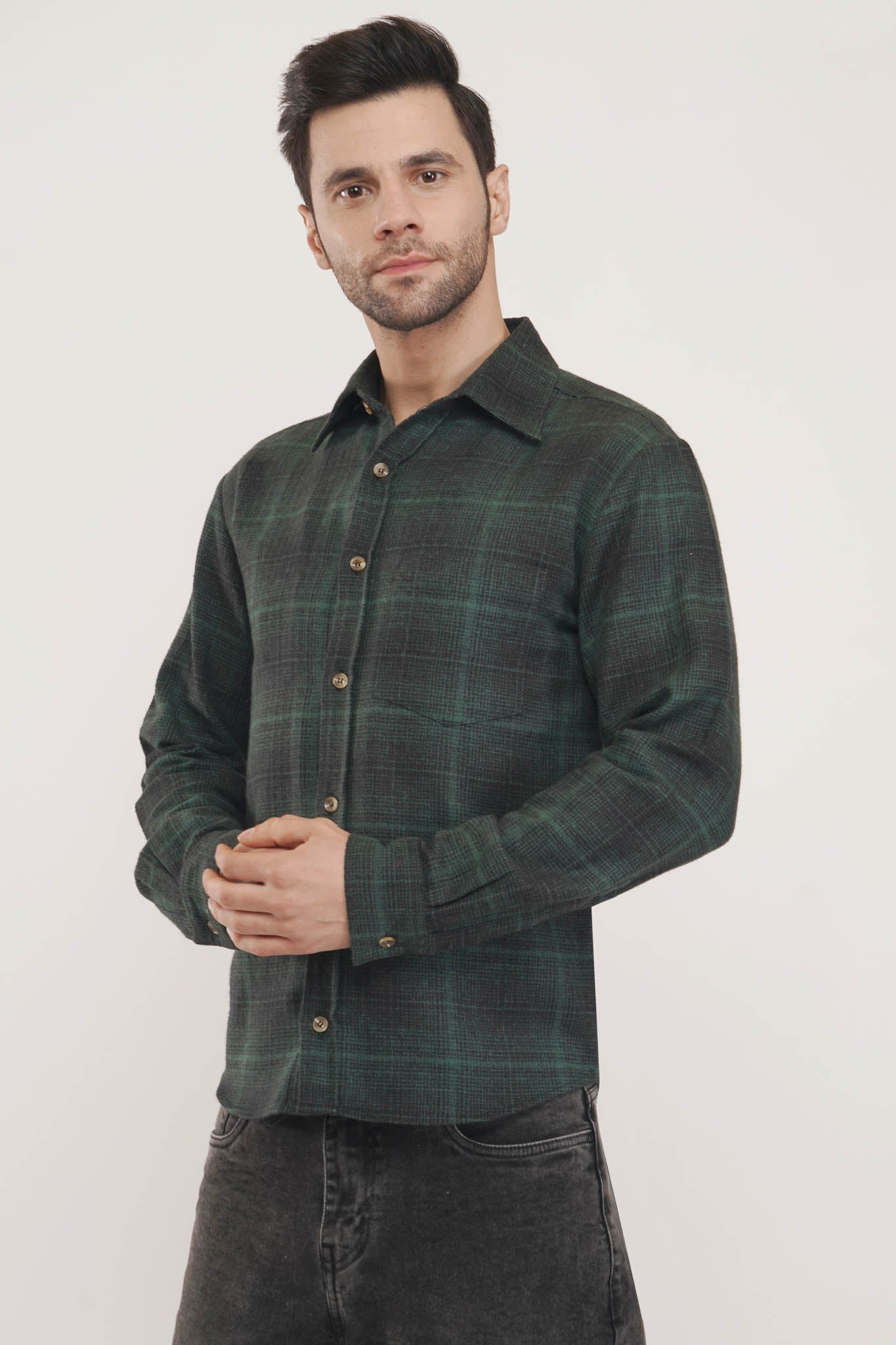 Sleek Noble | Green & Black Checkered Shirt-Luxeliv Men