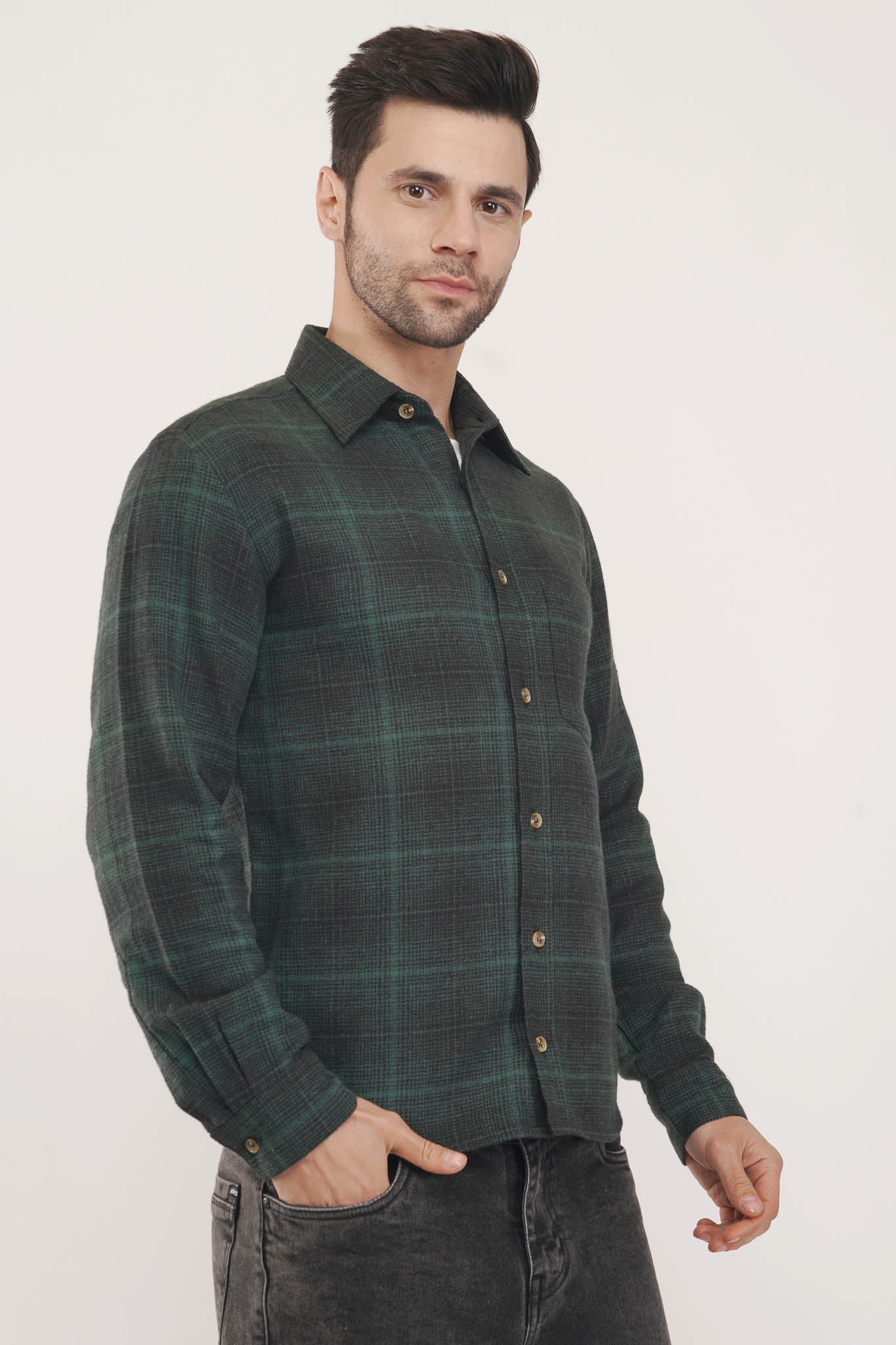 Sleek Noble | Green & Black Checkered Shirt-Luxeliv Men