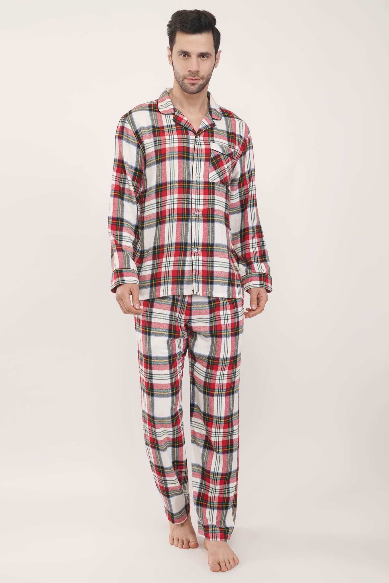Luxeliv - Royal Red | Red & White Oxford Checks Loungewear Set