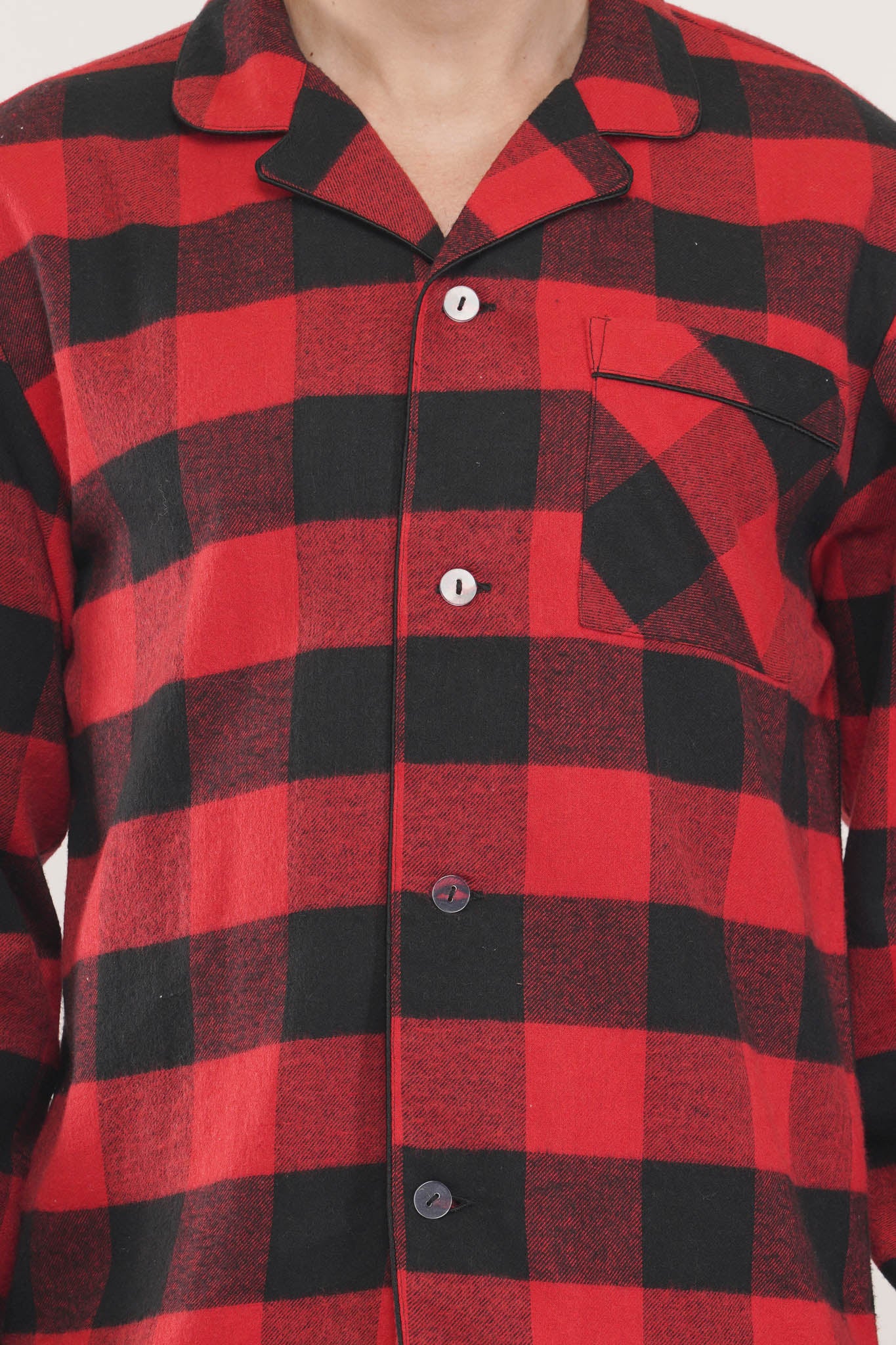 Prestige Red | Red & Black Oxford Checks Loungewear Set-LUXELIV MEN