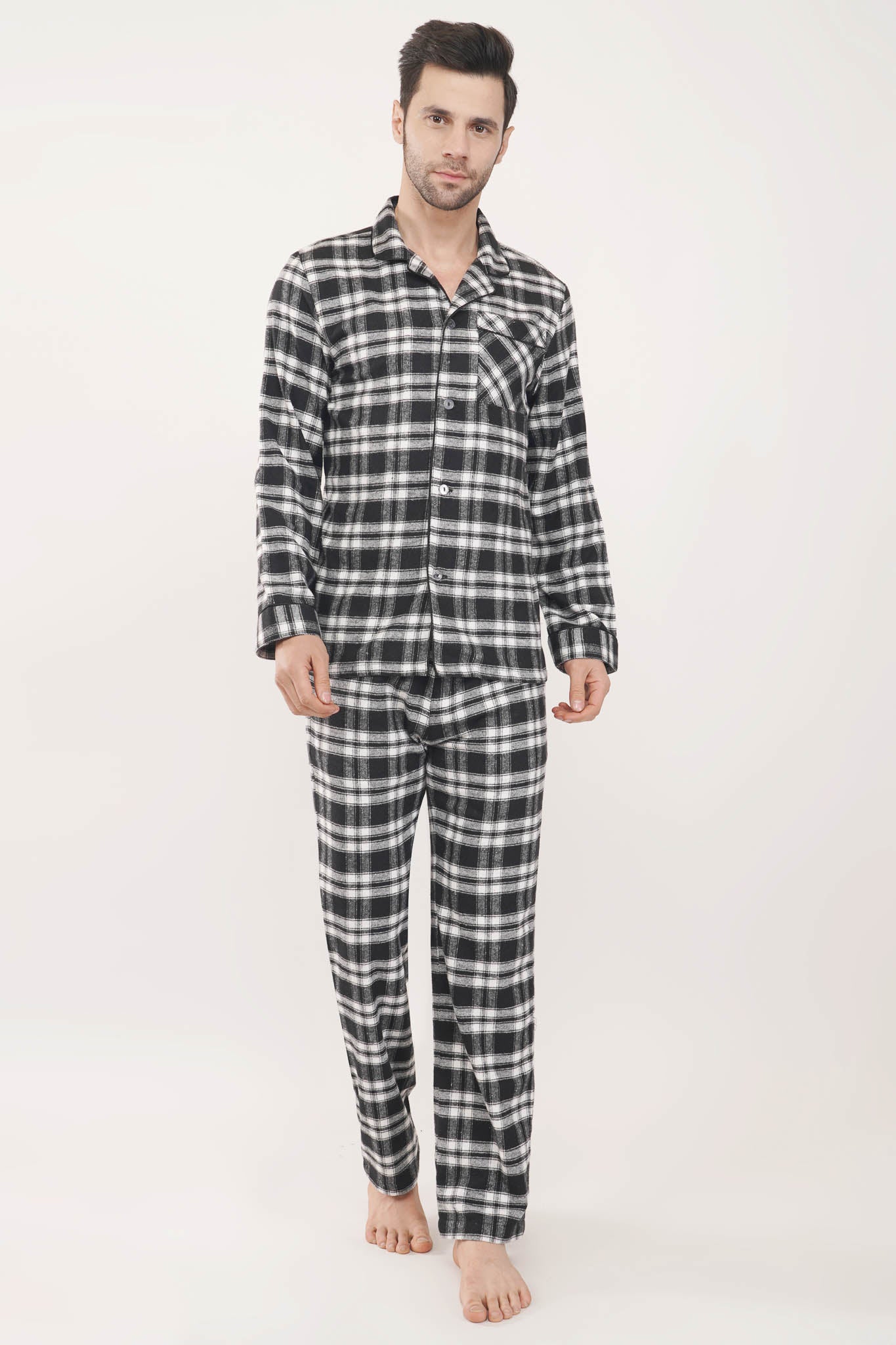 Gentleman's Monochrome | Black & White Oxford Checks Loungewear Set