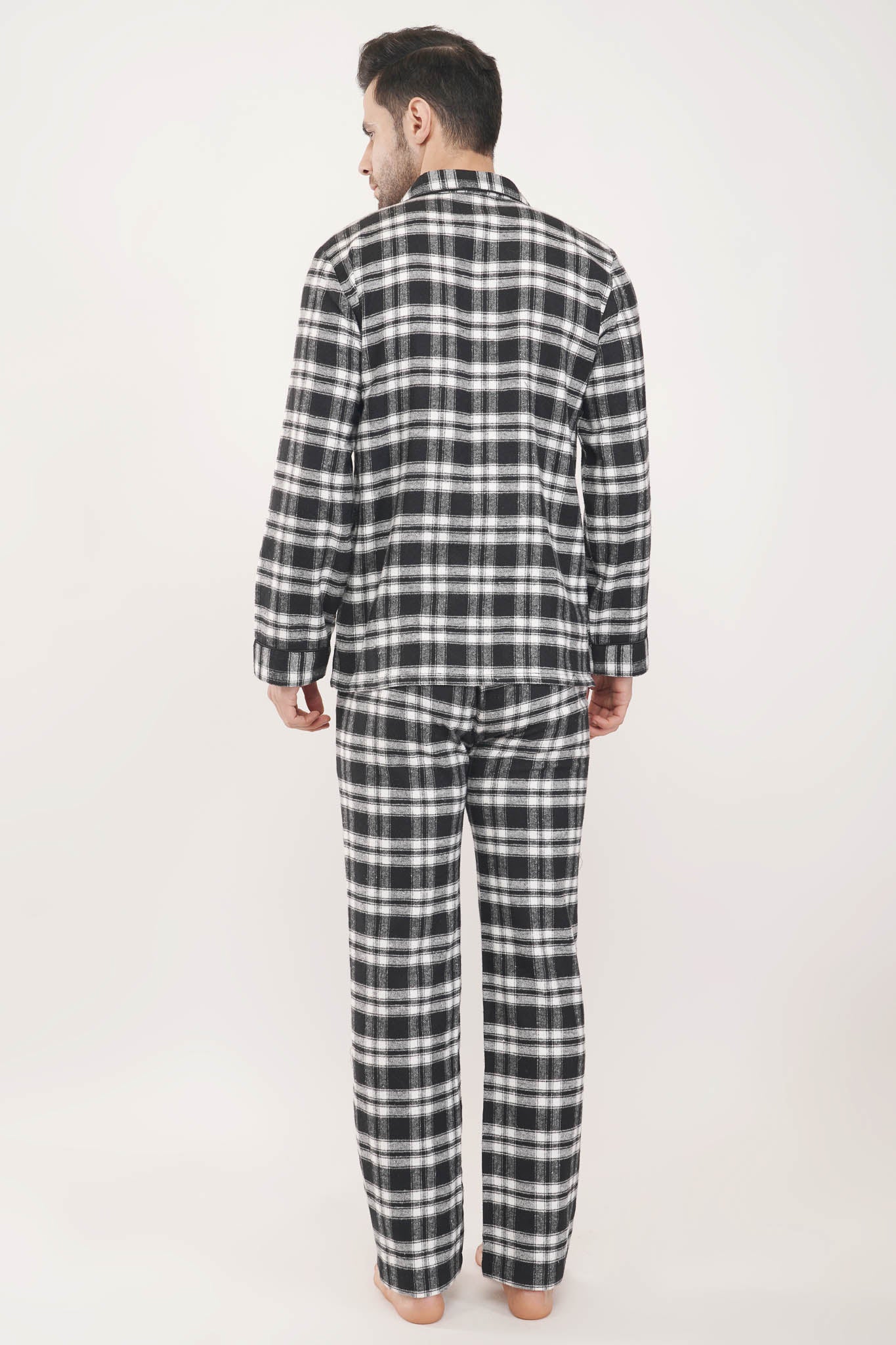Gentleman's Monochrome | Black & White Oxford Checks Loungewear Set