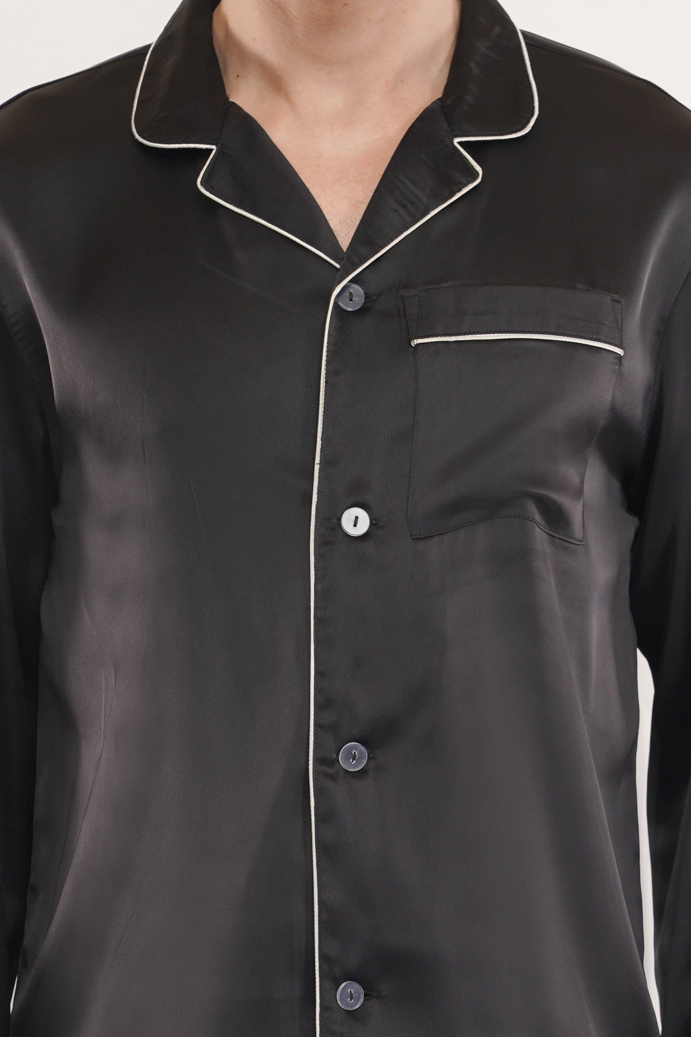 Onyx Black | Black Satin Loungewear Set