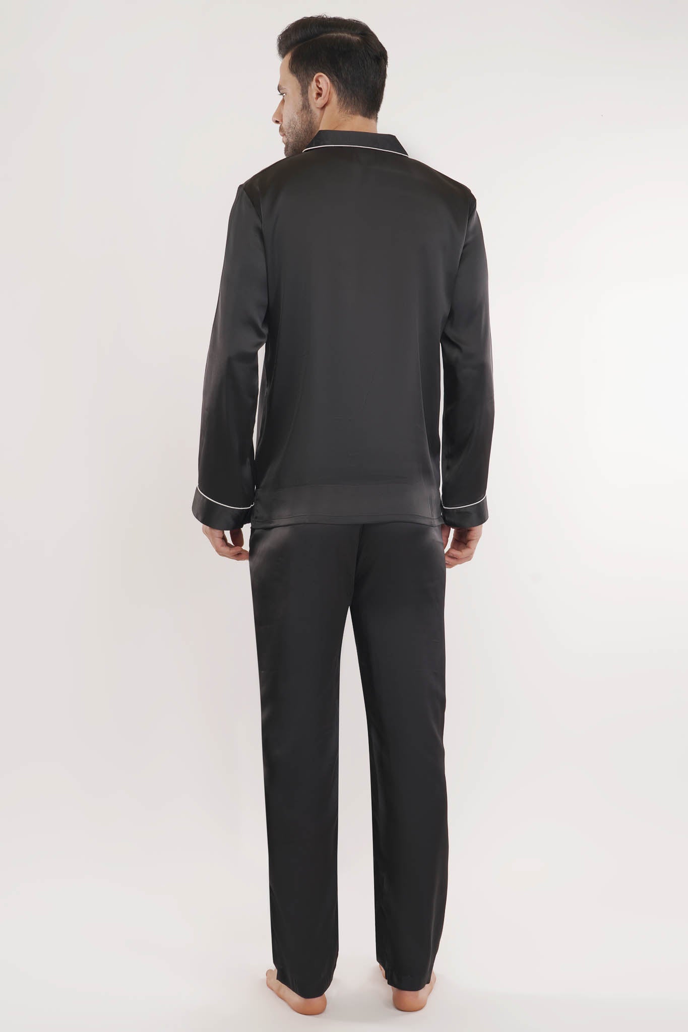 Onyx Black | Black Satin Loungewear Set