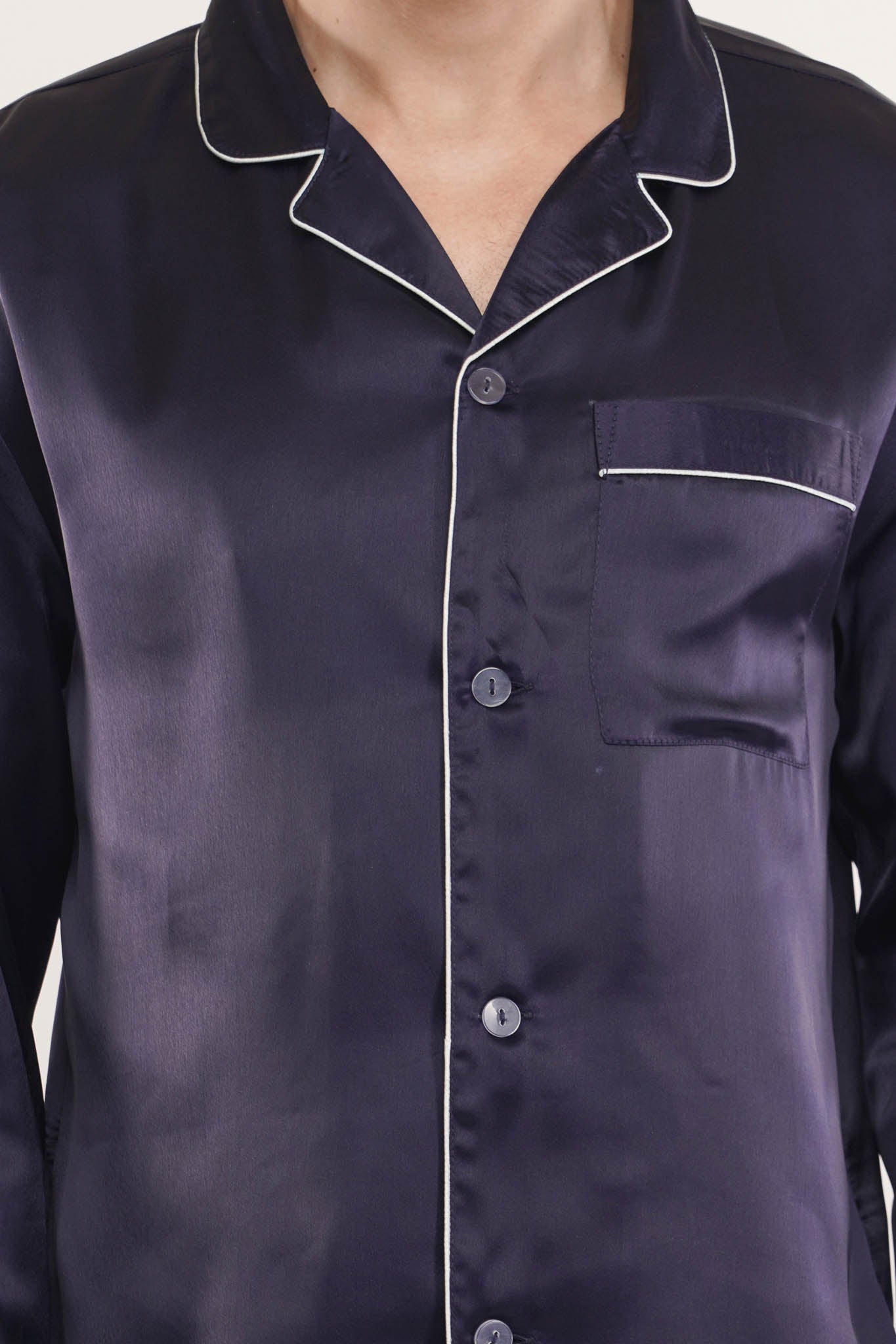 Navy Night | Navy Blue Satin Loungewear Set