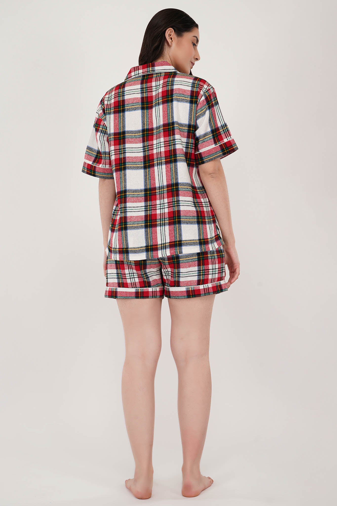 Cocoon Comfort Loungewear Set | Red & White Shorts Set | Luxeliv