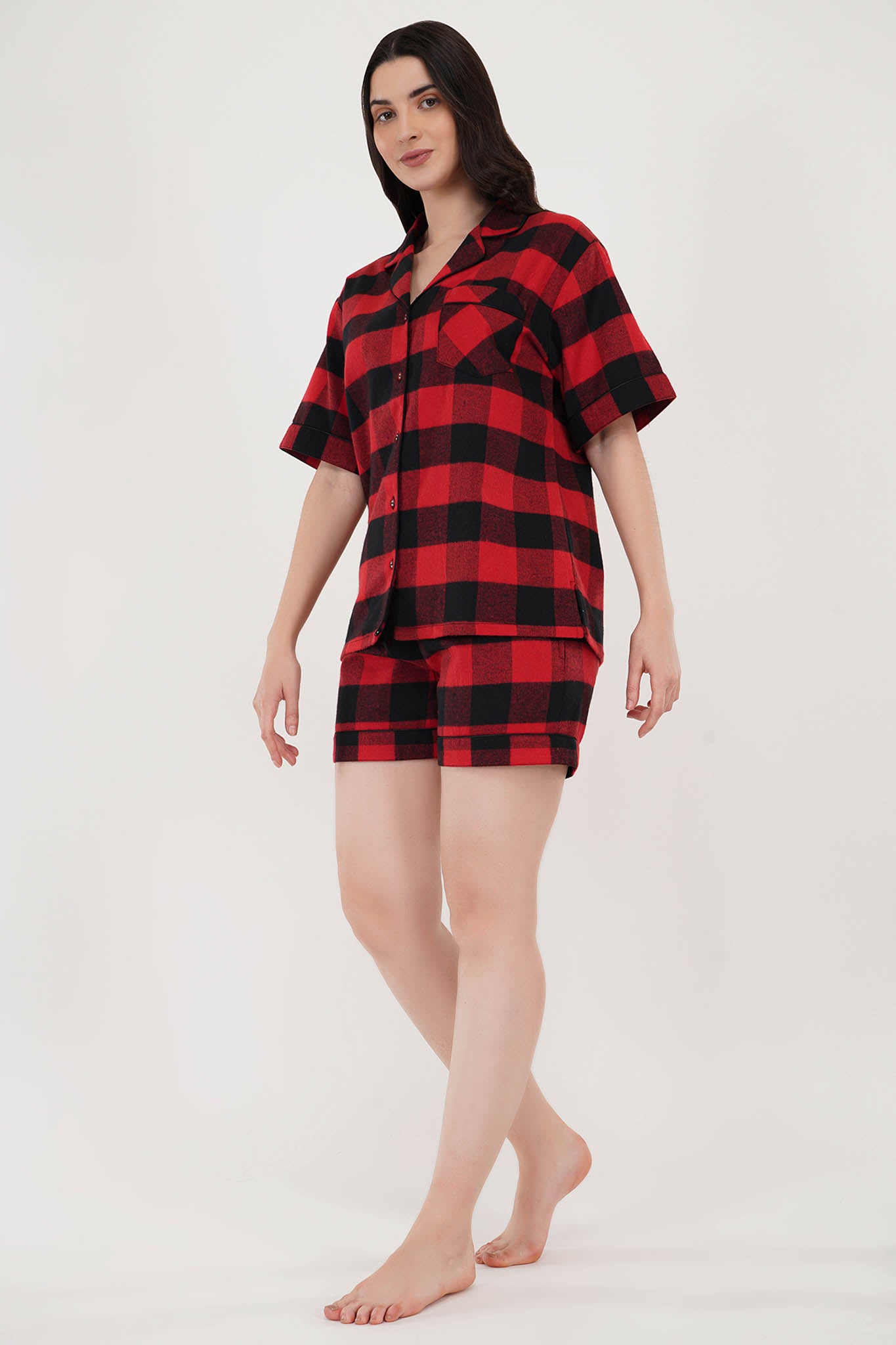 Lala Red Loungewear Set | Red & White Shorts Set | Luxeliv Loungewear
