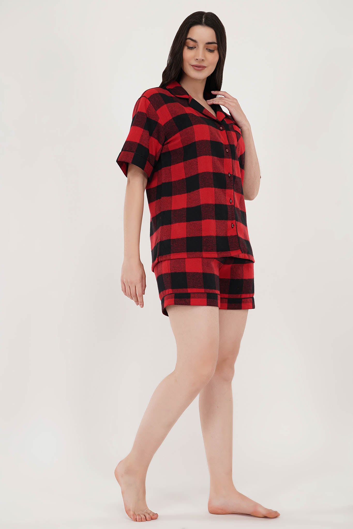 Lala Red Loungewear Set | Red & White Shorts Set | Luxeliv Loungewear