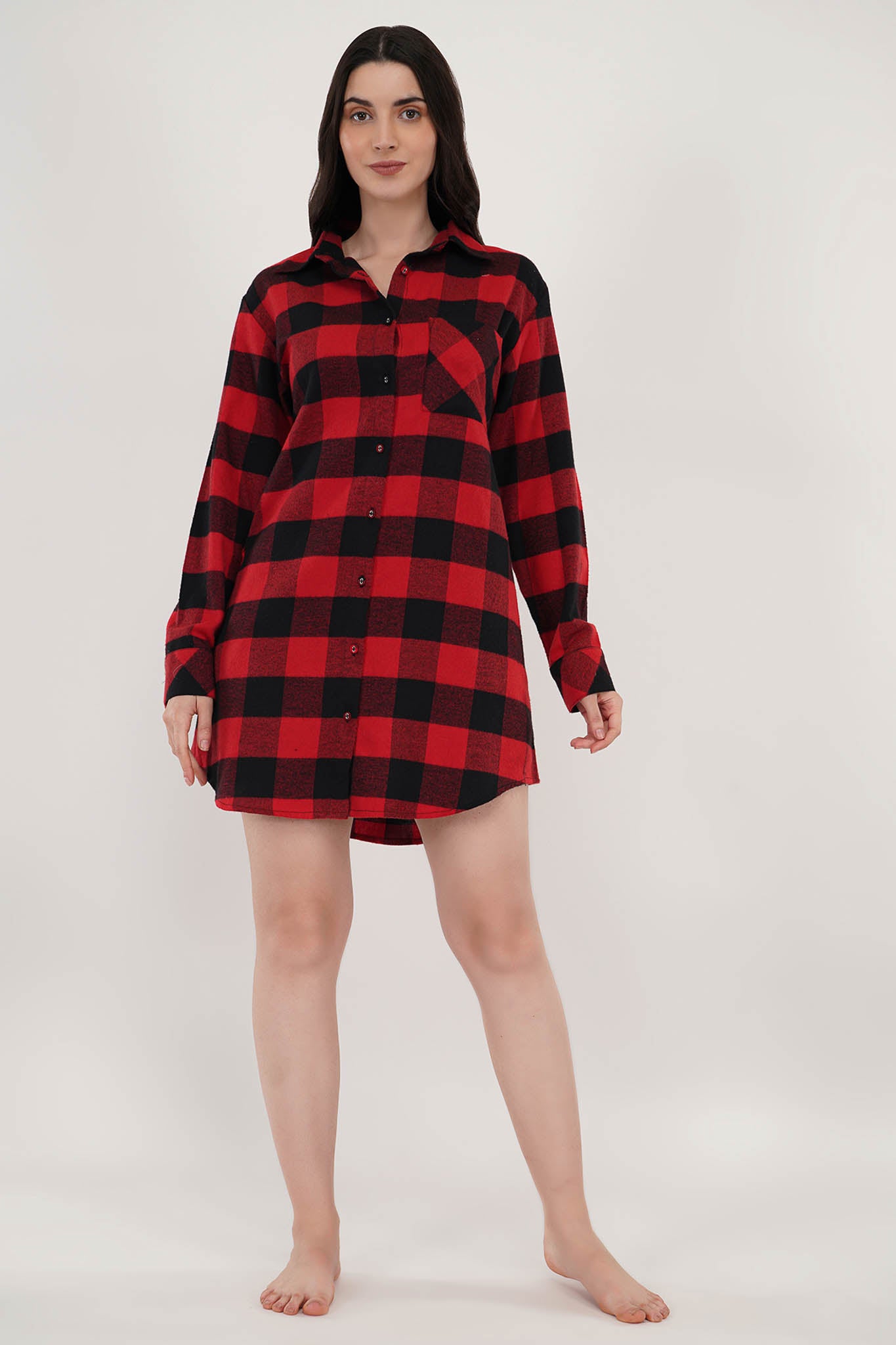 Serene Red Checkered Dress for Women | Luxeliv
