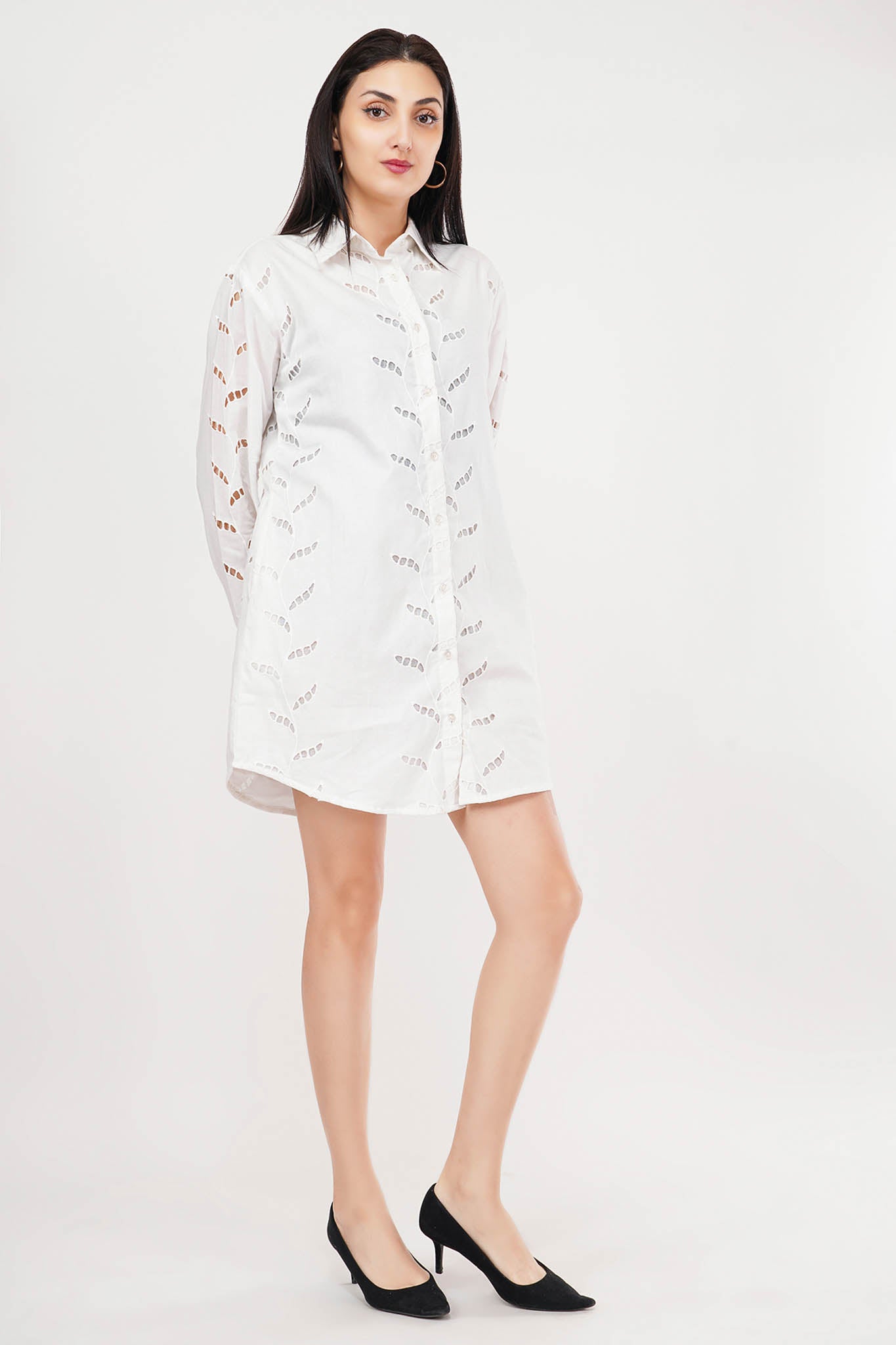Summer Breeze White Leaf Dress | 100% Cotton | Luxeliv Women