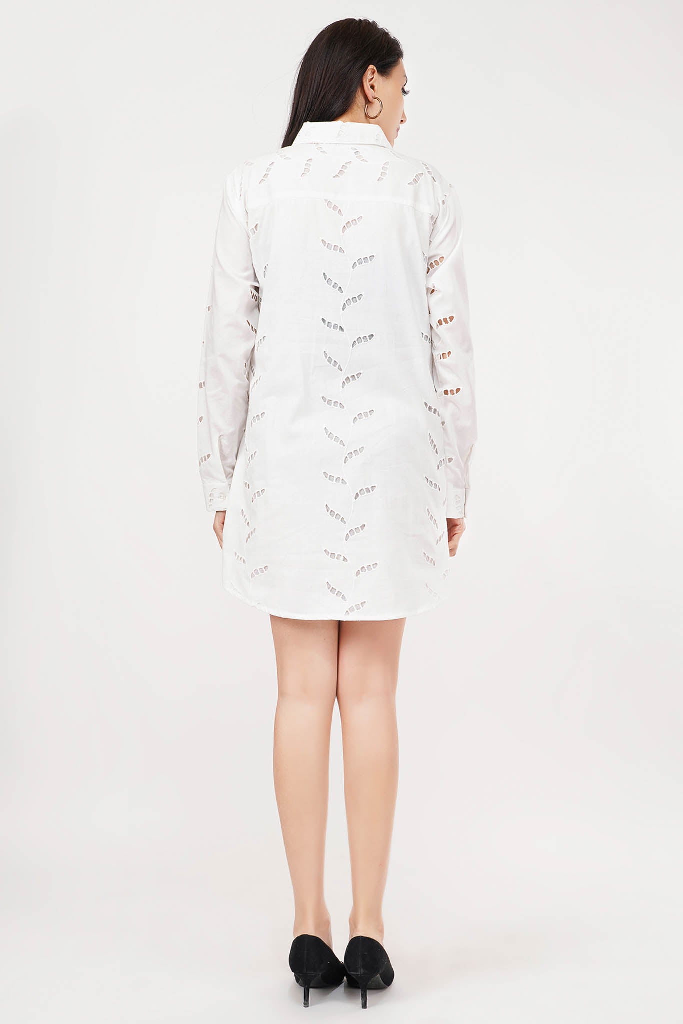 Summer Breeze White Leaf Dress | 100% Cotton | Luxeliv Women