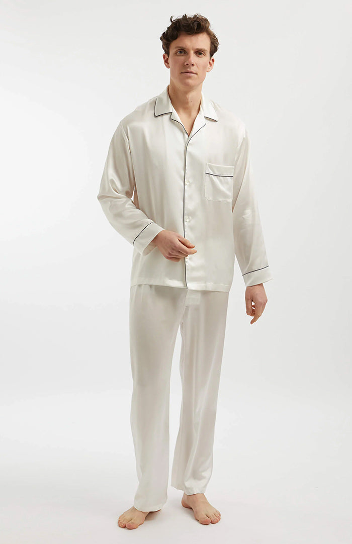 Classic White | Men's Satin Loungewear Set