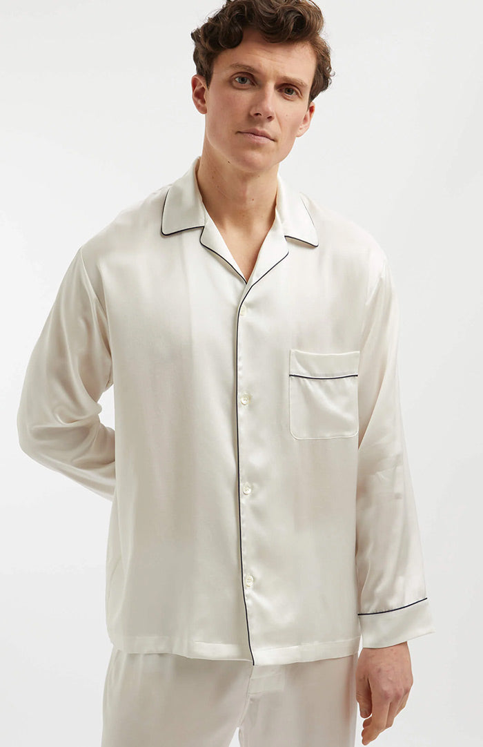 Classic White Men's Satin Loungewear Set for Men | Luxeliv