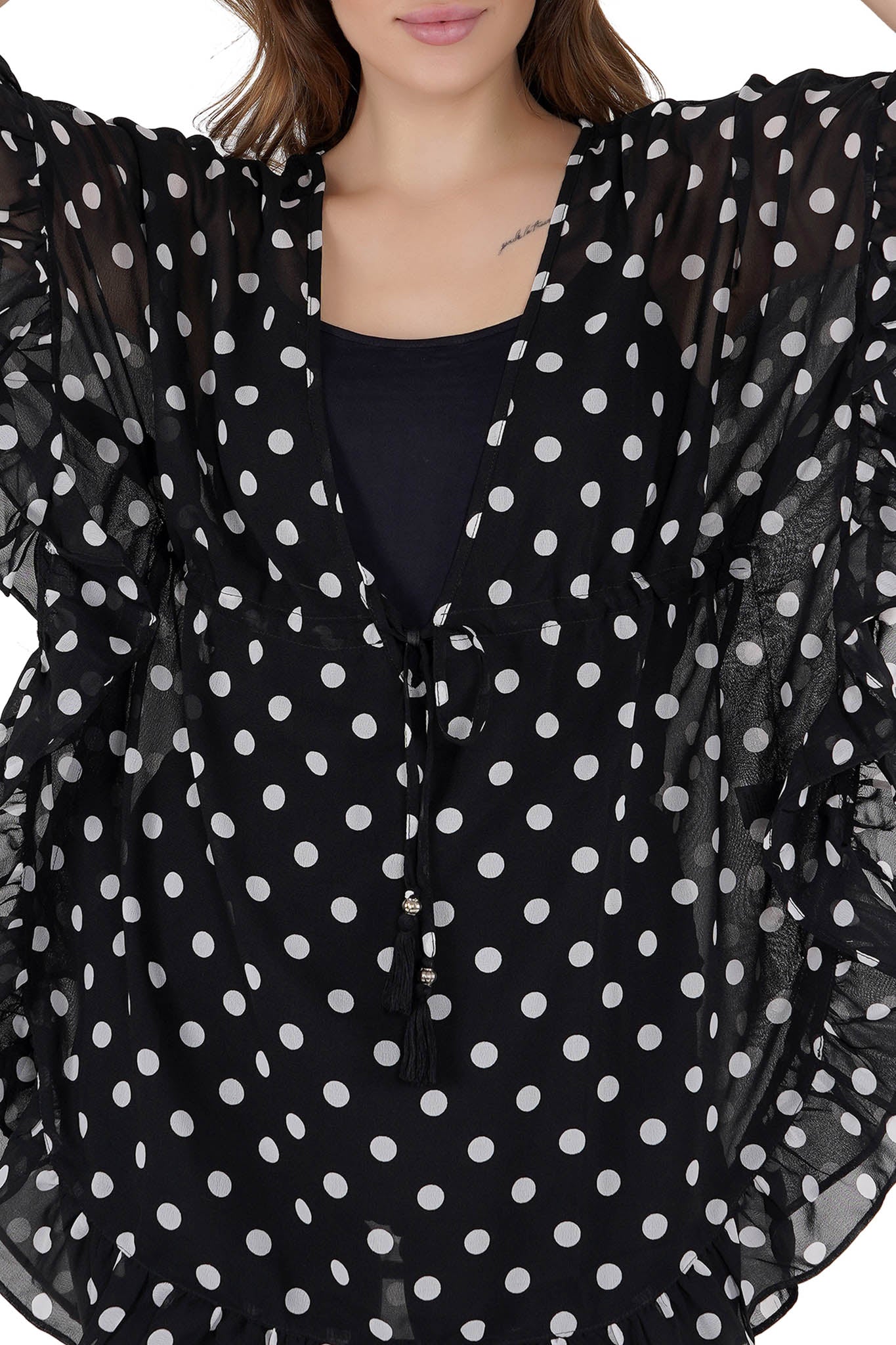 Polka Dot Kaftan Swim Cover-Up Beach Dress-luxeliv - women