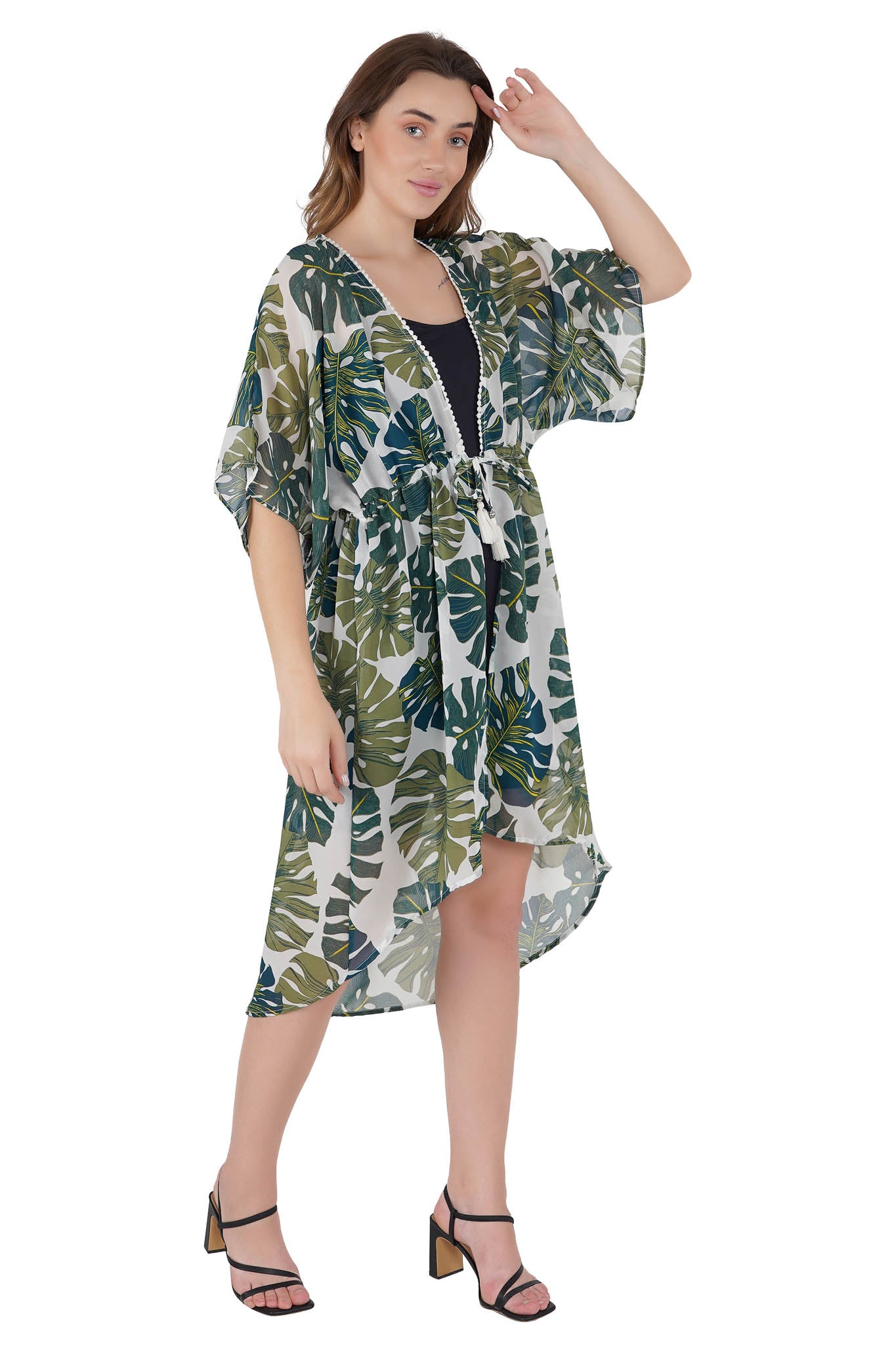 maxi sun dresses for the beach Palm Green Kaftan Swim Cover-Up Beach Dress