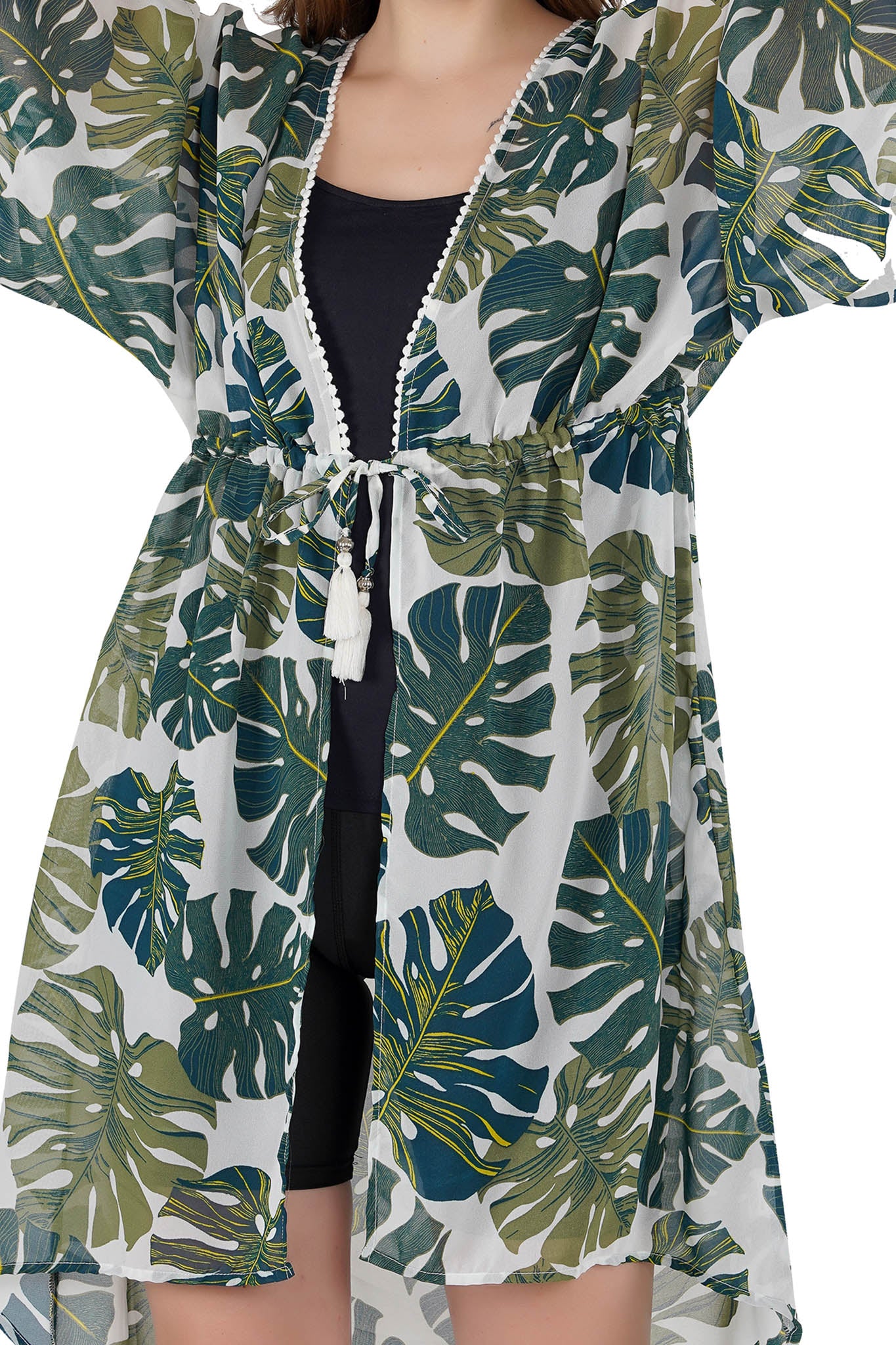 Palm Green Kaftan Swim Cover-Up Beach Dress