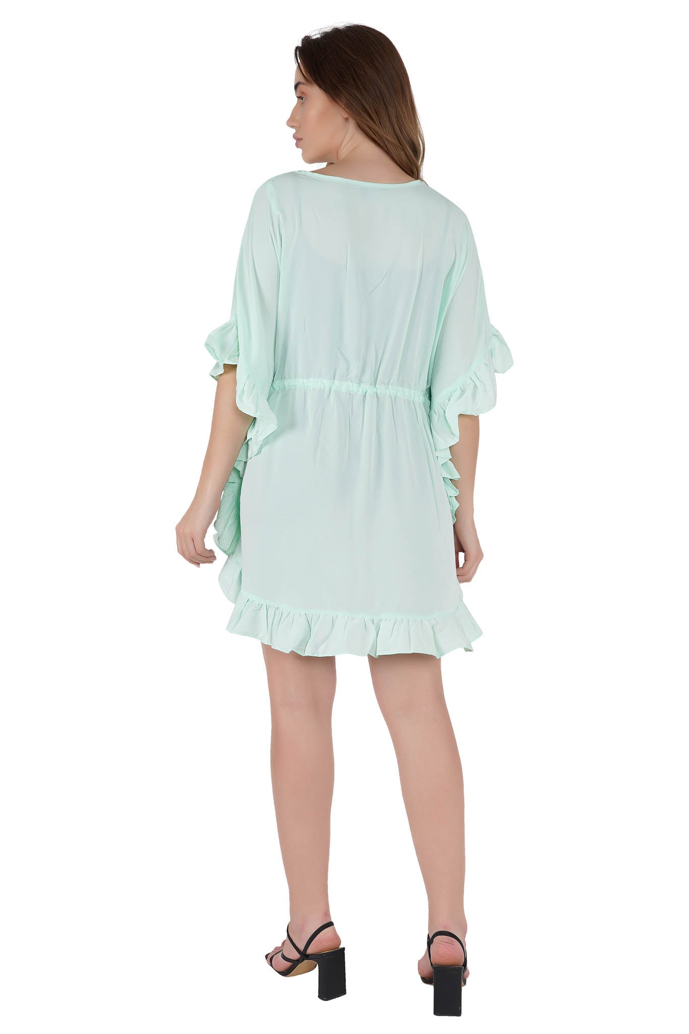 Mint Green Kaftan Swim Cover-Up Beach Dress - Luxeliv women