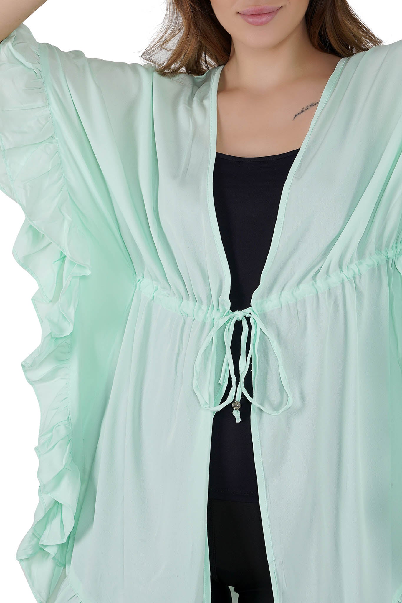 Mint Green Kaftan Swim Cover-Up Beach Dress - Luxeliv women