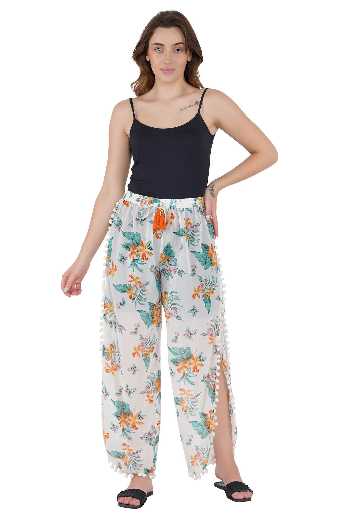 Tropical Bliss White Beach Pant for Women - Luxeliv