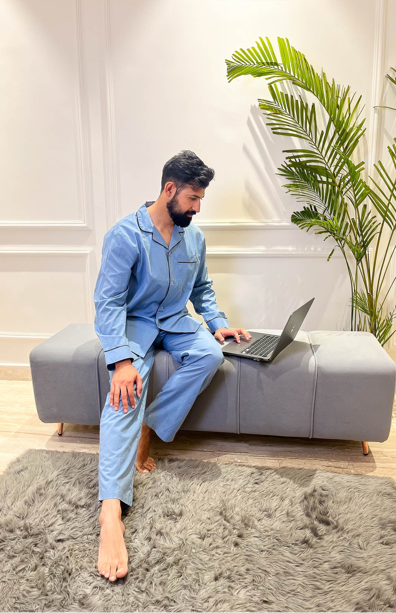 Gem of Atlantis Cotton Lounge Wear Set for Men | Luxeliv