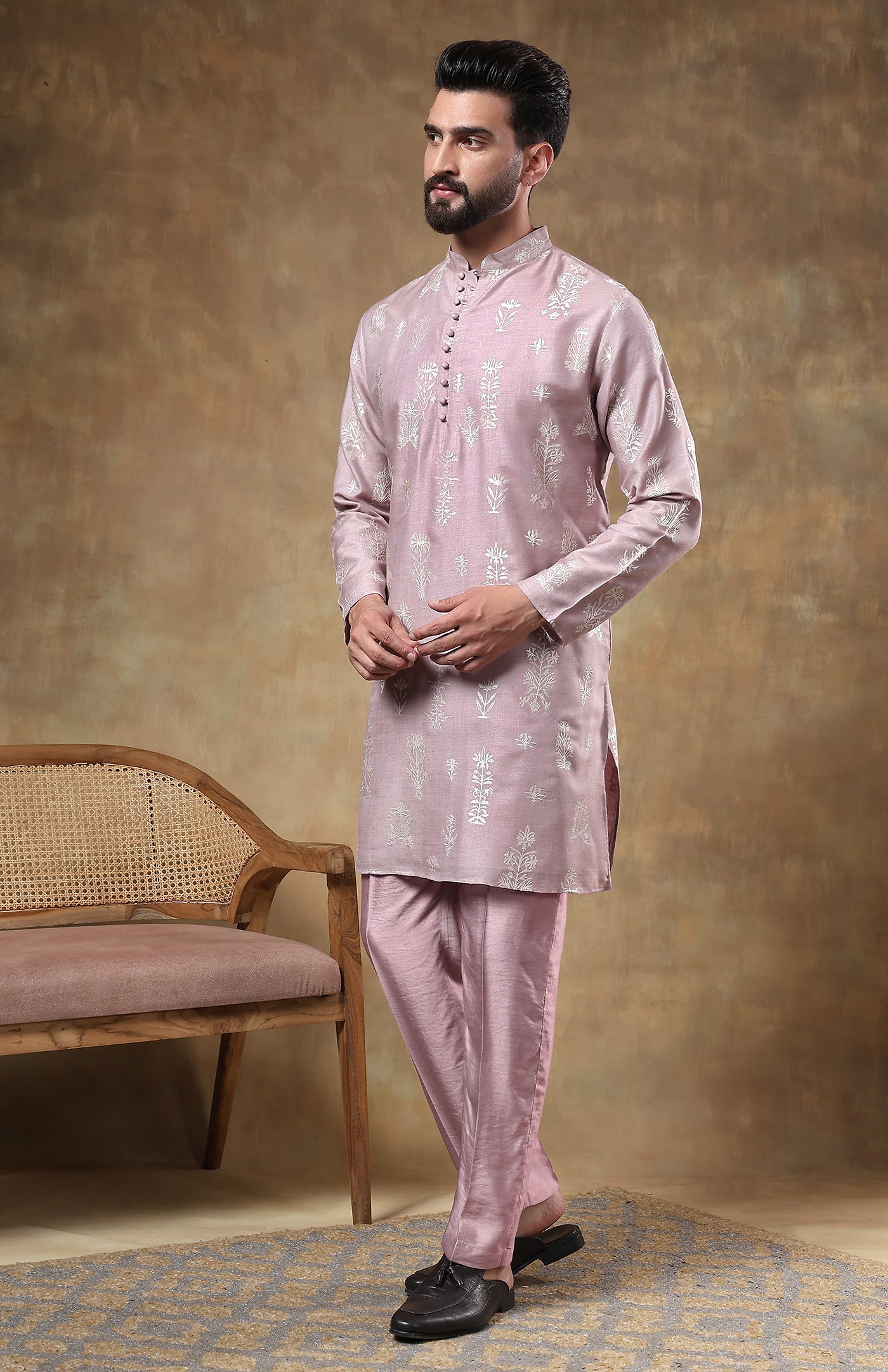 Gulabi Gala | Raw Chanderi Silk Kurta