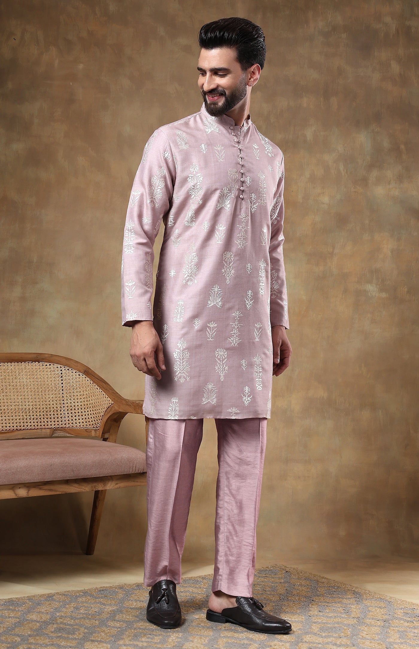 Gulabi Gala | Raw Chanderi Silk Kurta