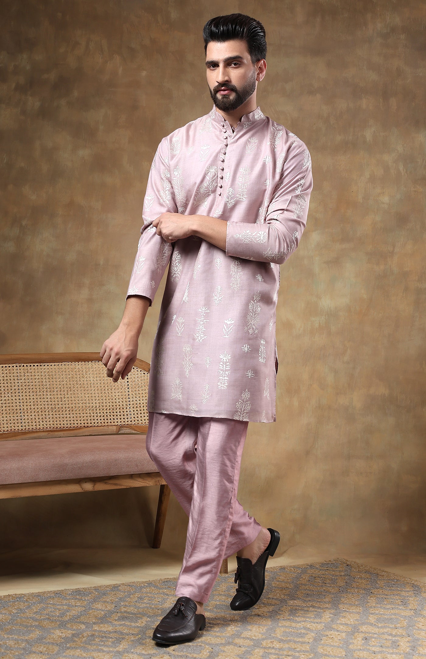 Gulabi Gala | Raw Chanderi Silk Kurta
