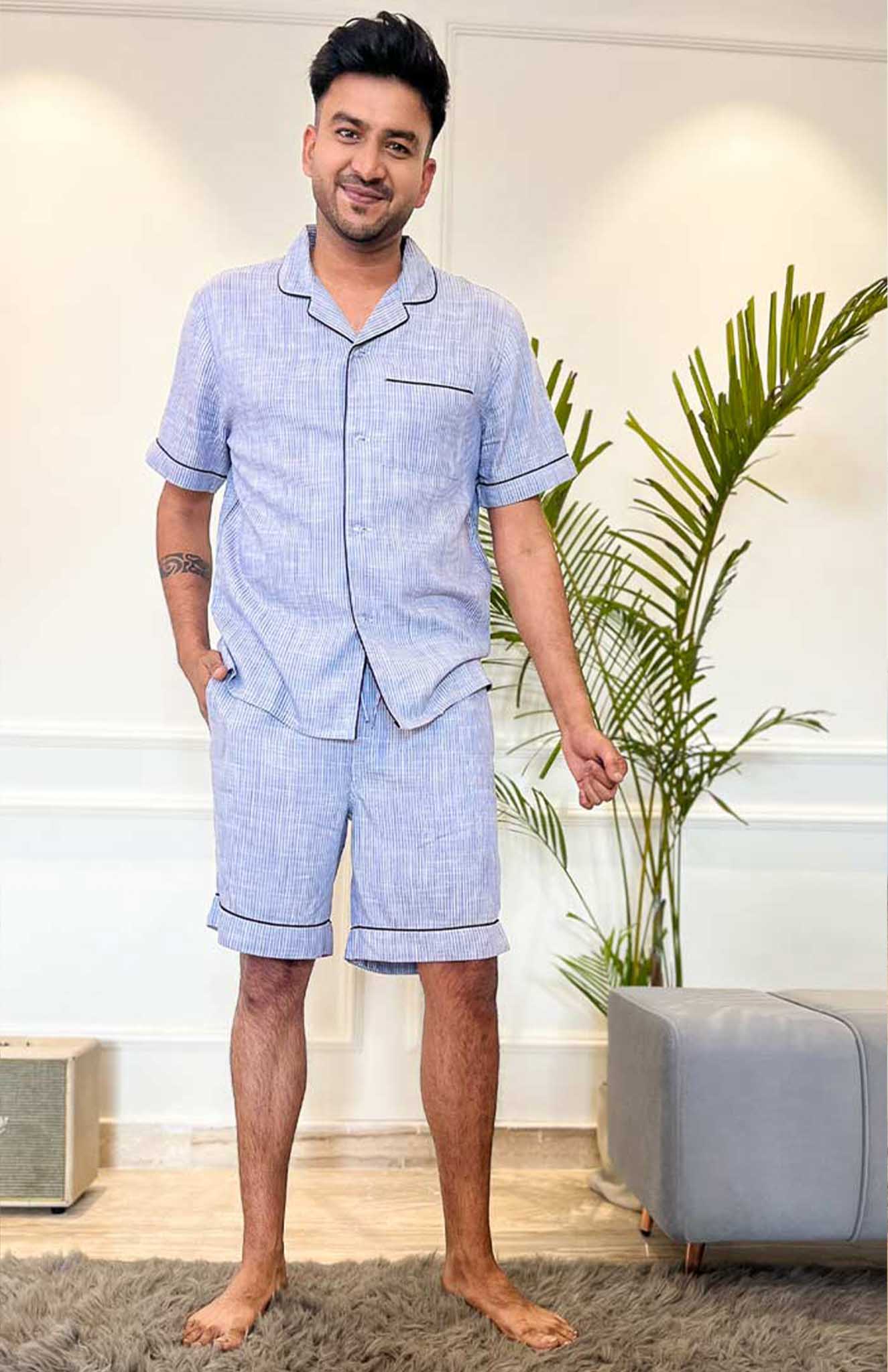 Jodhpur Blue - Shirt & Shorts Set | Loungewear Set | Co-ord Set