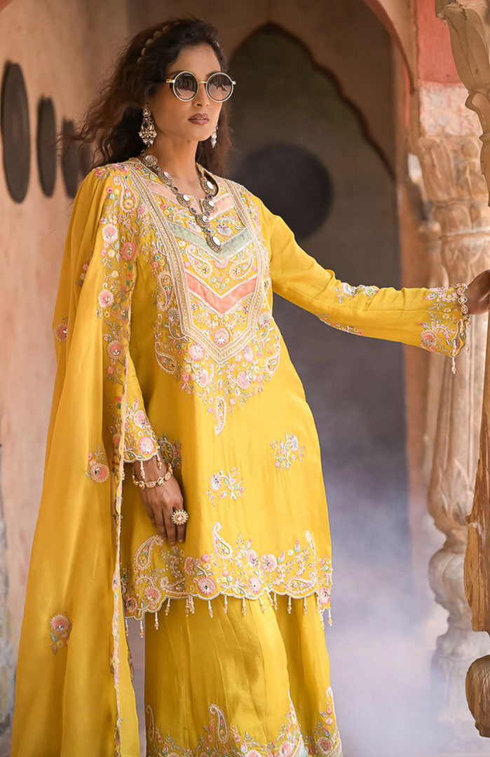 Haldhi Mehfil | Embroidered Suit Set By Ankhira