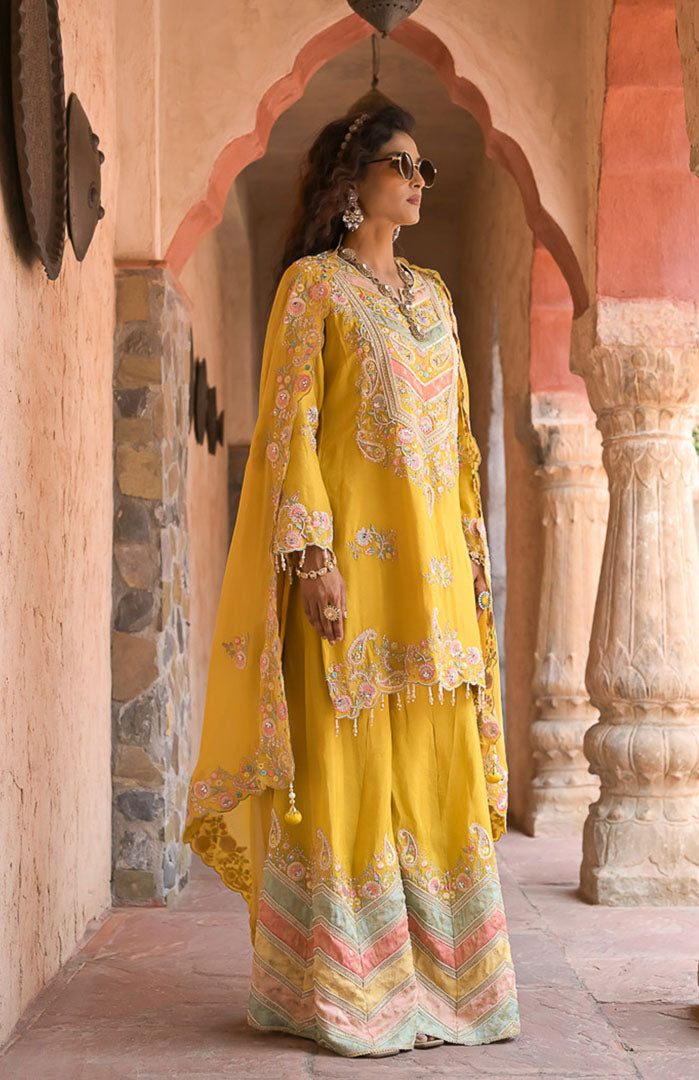 Haldhi Mehfil | Embroidered Suit Set By Ankhira