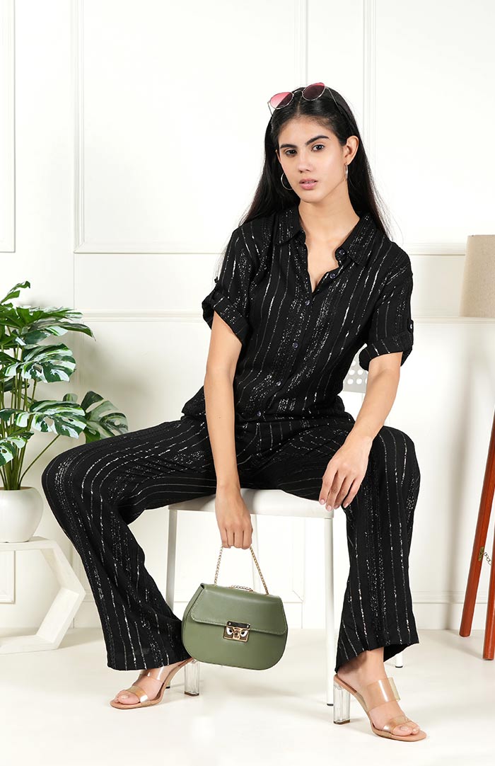 LUXELIV-Women-Black---Co-ord-Set---Black---glitter