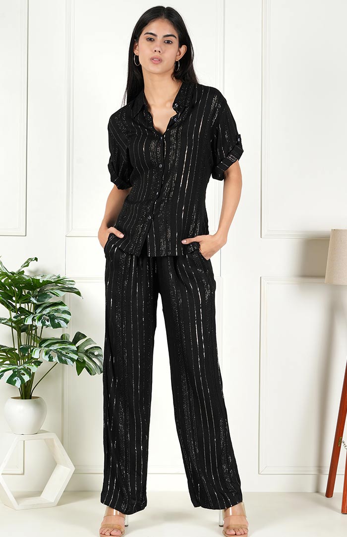 LUXELIV-Women-Black---Co-ord-Set---Black---glitter