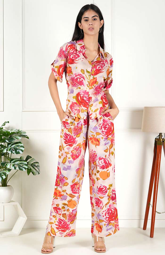 Flora-Party | Multicolor Pastel Co-ord Set