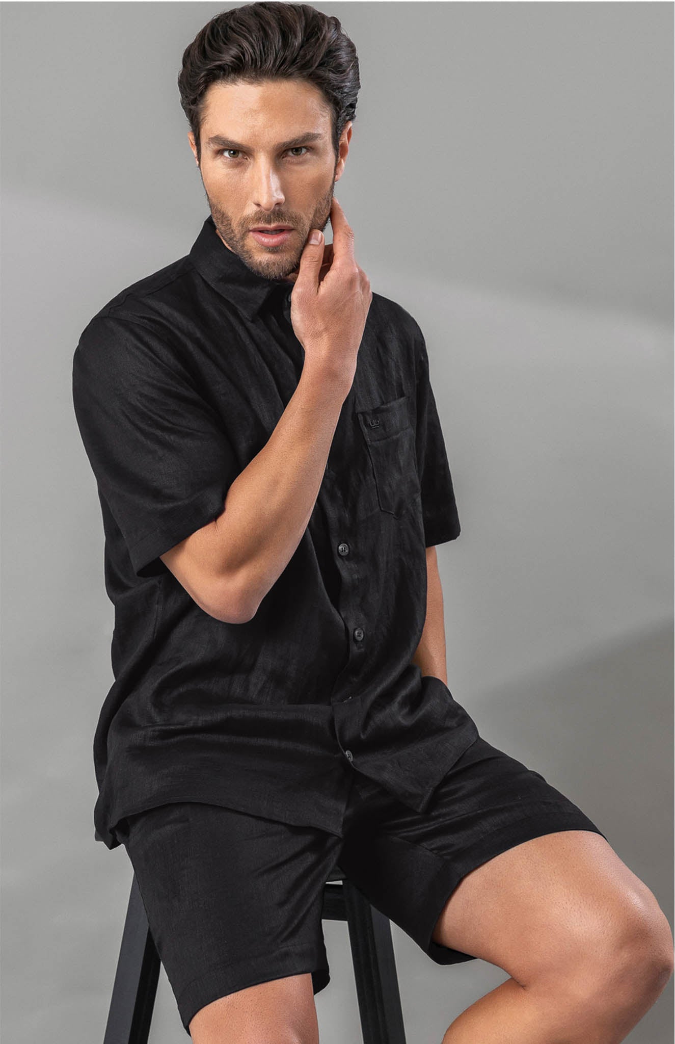 Stealth Comfort Black Linen Duo | Co-ord Set | Luxeliv men | Daywear